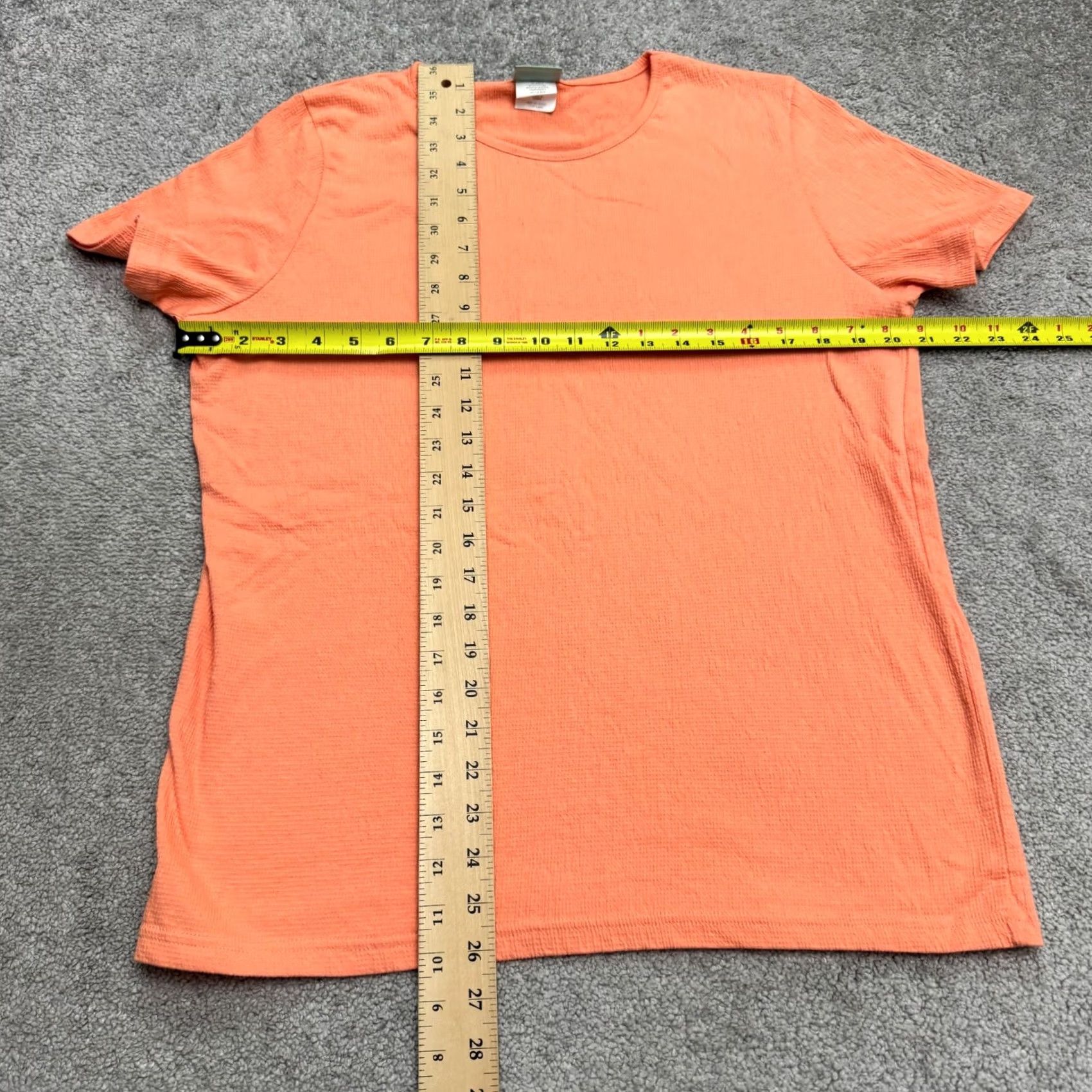Vintage Sara Morgan Textured Basic T-Shirt Womens Large Orange Short Sleeve Crew Tee Top Size L / US 10 / IT 46 - 6 Thumbnail