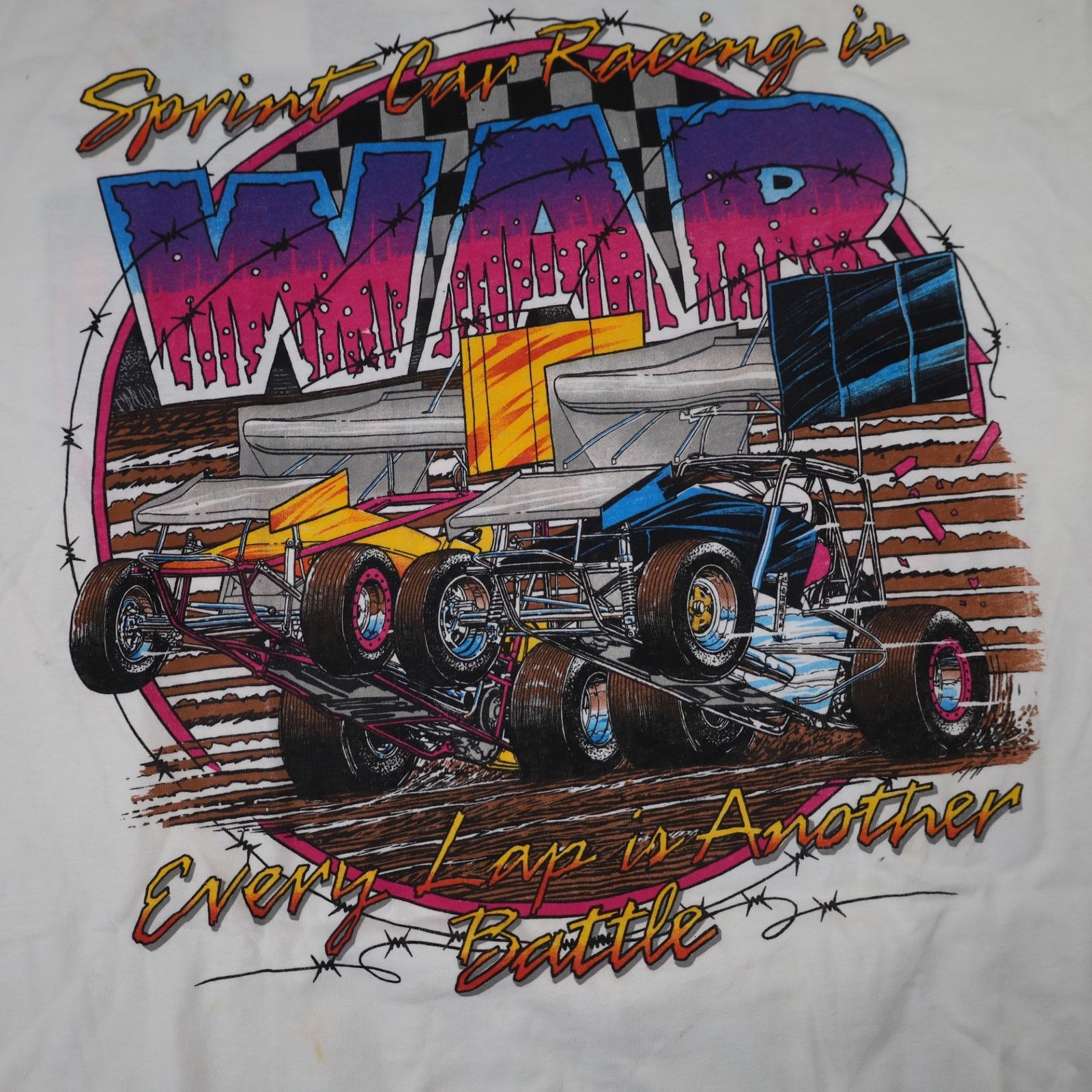 Vintage VTG Manzanita Speedway Sprint Car Racing War Graphic T Shirt Size US L / EU 52-54 / 3 - 4 Thumbnail