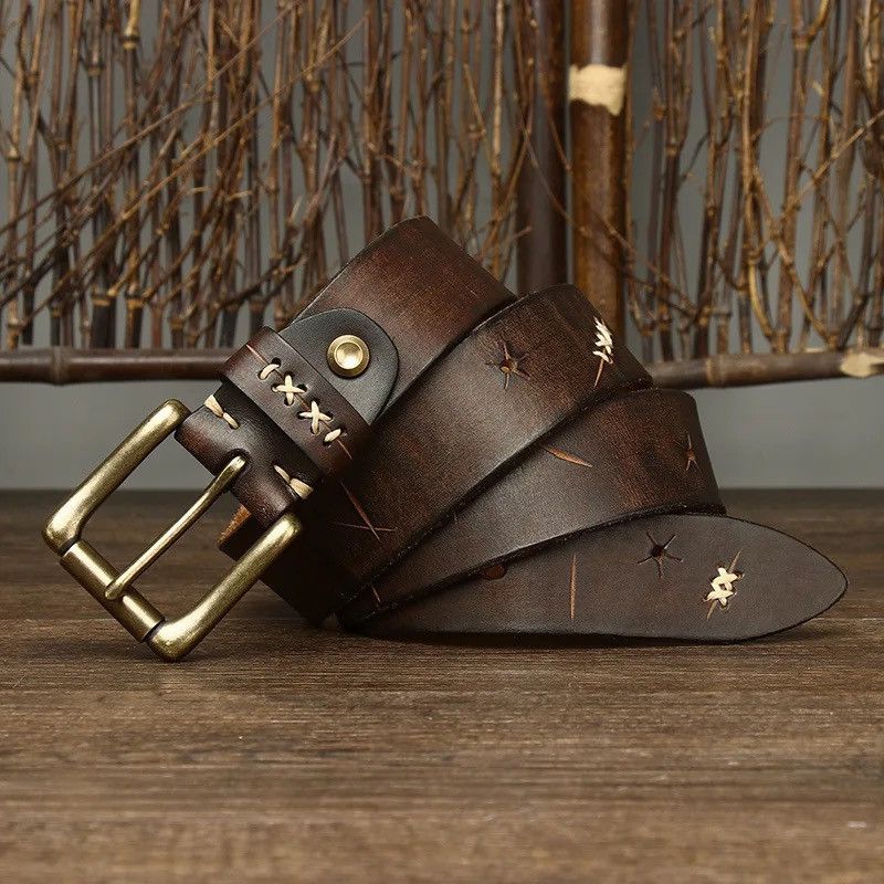 Leather × Vintage Genuine Leather Belt Size ONE SIZE - 3 Thumbnail