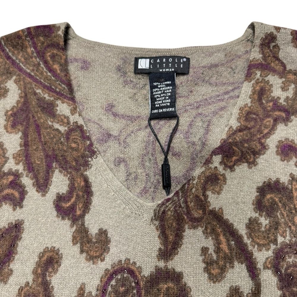 Other New Vintage Carole Little Wool Angora Paisley Beaded V-Neck Size XL / US 12-14 / IT 48-50 - 7 Thumbnail