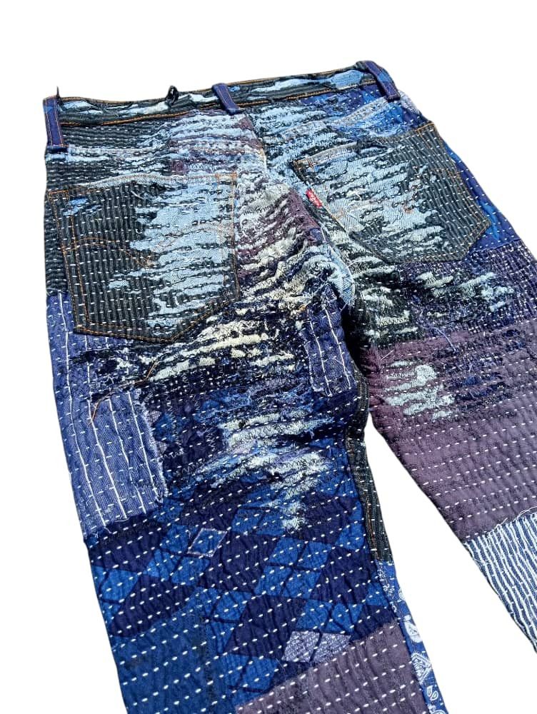 Japanese Brand × Levi's × Vintage Vintage Levis Denim Selvedge Sashiko Boro Custom Made Size US 30 / EU 46 - 4 Thumbnail