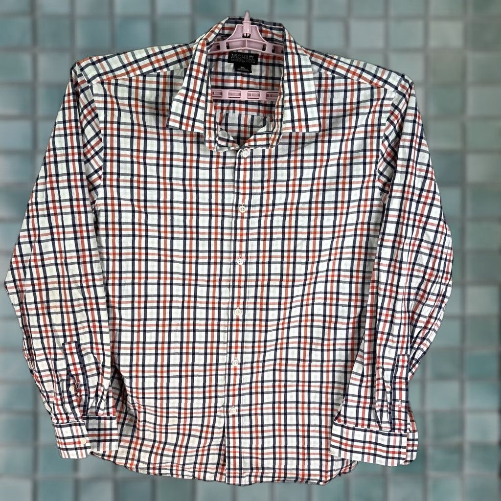 Michael Kors Michael Kors Plaid Print Button Up Shirt Men 2XL Orange Long Sleeve Casual Workwear Shirt Size US XXL / EU 58 / 5 - 1 Thumbnail