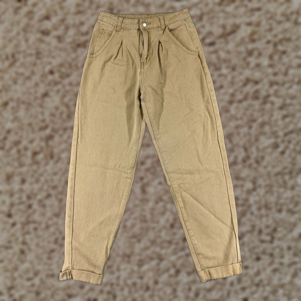 Shein VINTAGE SheIn Womens Jeans Pants Clothing High Rise Tapered Cotton Blend Beige 90s Retro Womens Size 26" / US 2 / IT 38 - 1 Thumbnail