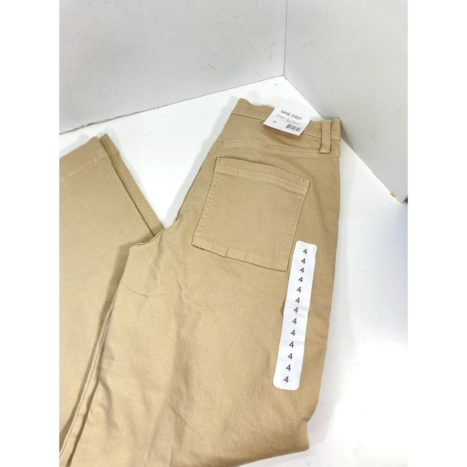 Nine West Nine West Wide Leg Pants Women Sz 4 30X32 Beige Khaki Stretch Cotton Blend NWT Size 27" / US 4 / IT 40 - 2 Thumbnail