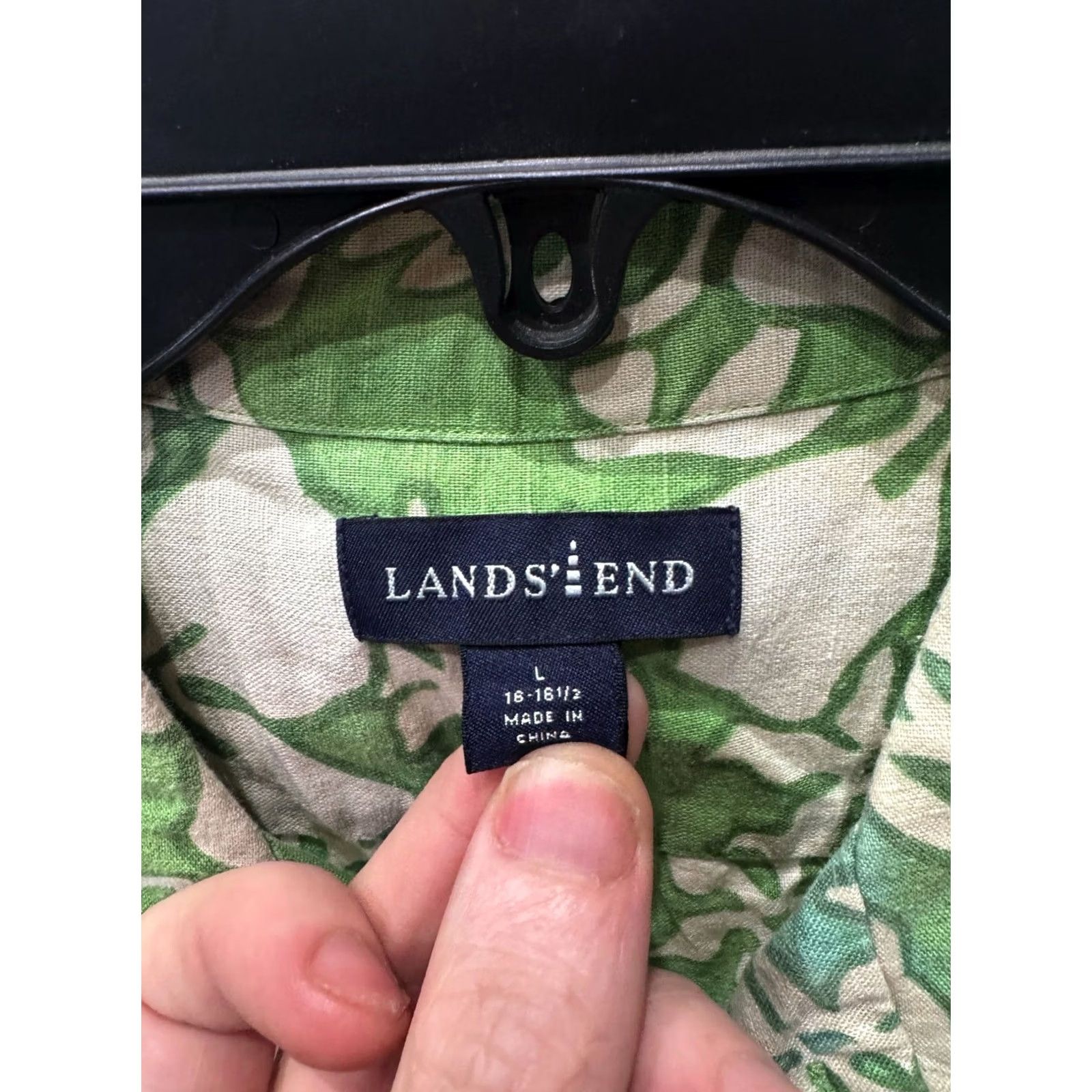 Lands' End Lands End Shirt Men L Short Sleeve Button Up Apple Green Floral Linen Blend Size US L / EU 52-54 / 3 - 5 Thumbnail
