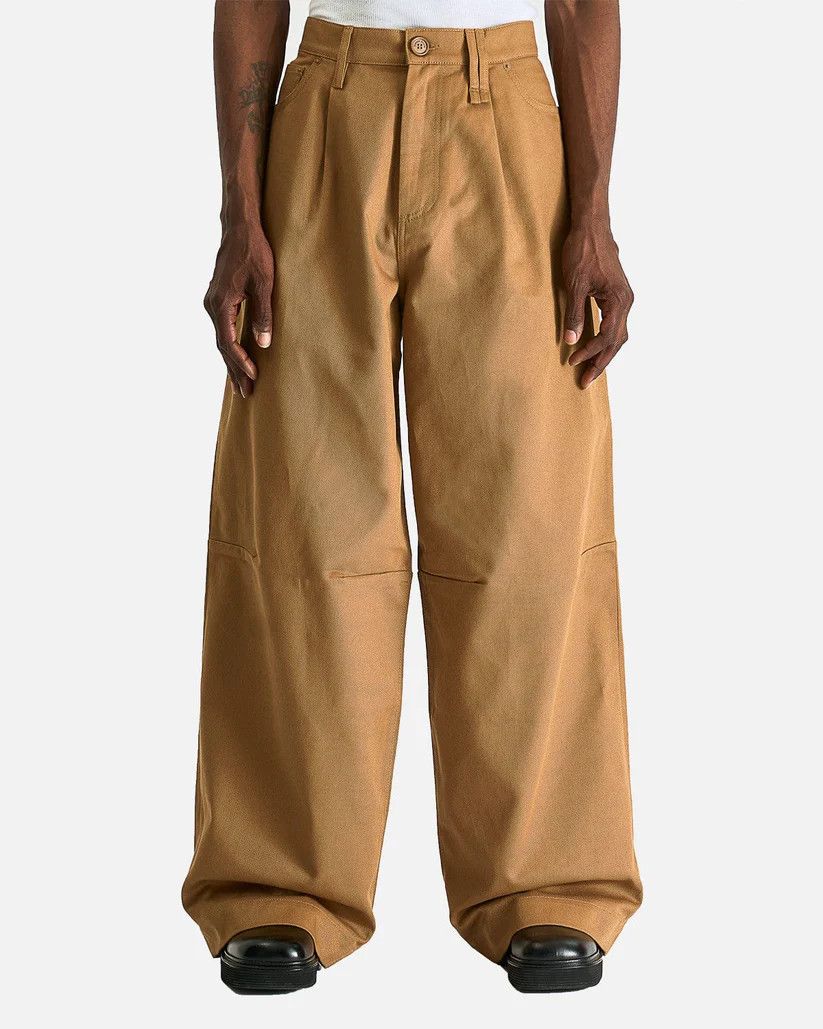 Simone Rocha o1s1v1r1oon0825 Wide Leg Puddle Drill Jeans in Brown/Khaki Size US 36 / EU 52 - 1 Thumbnail