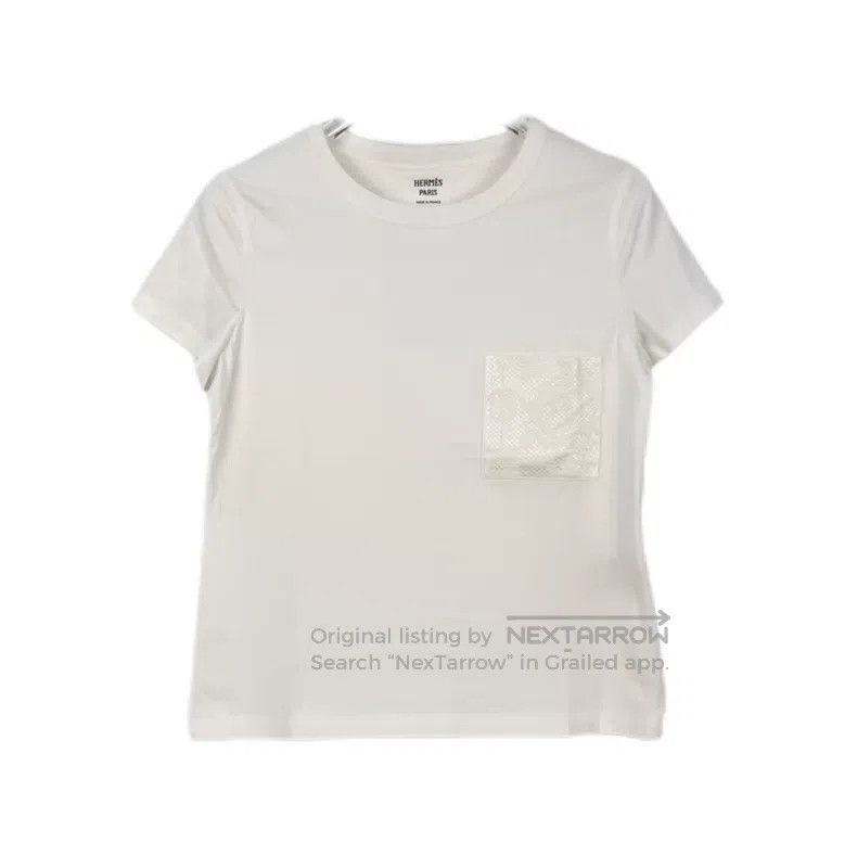 Hermes Hermes White Embroidered Chest Strap Short Sleeve Size XS / US 0-2 / IT 36-38 - 1 Thumbnail