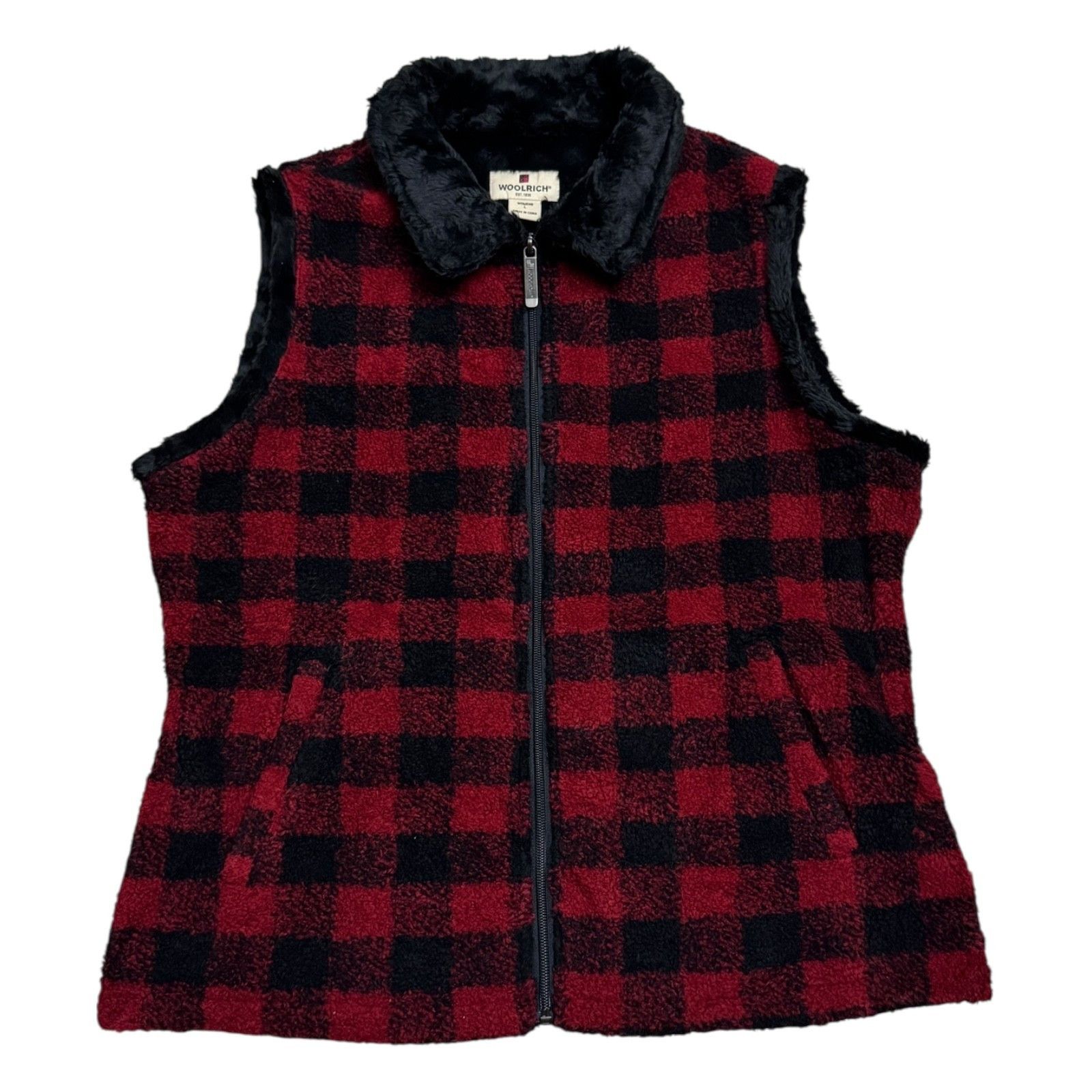 Woolrich Woolen Mills WOOLRICH PLAID Faux Fur Fleece Vintage Y2K Fall Vest Large Size L / US 10 / IT 46 - 1 Thumbnail