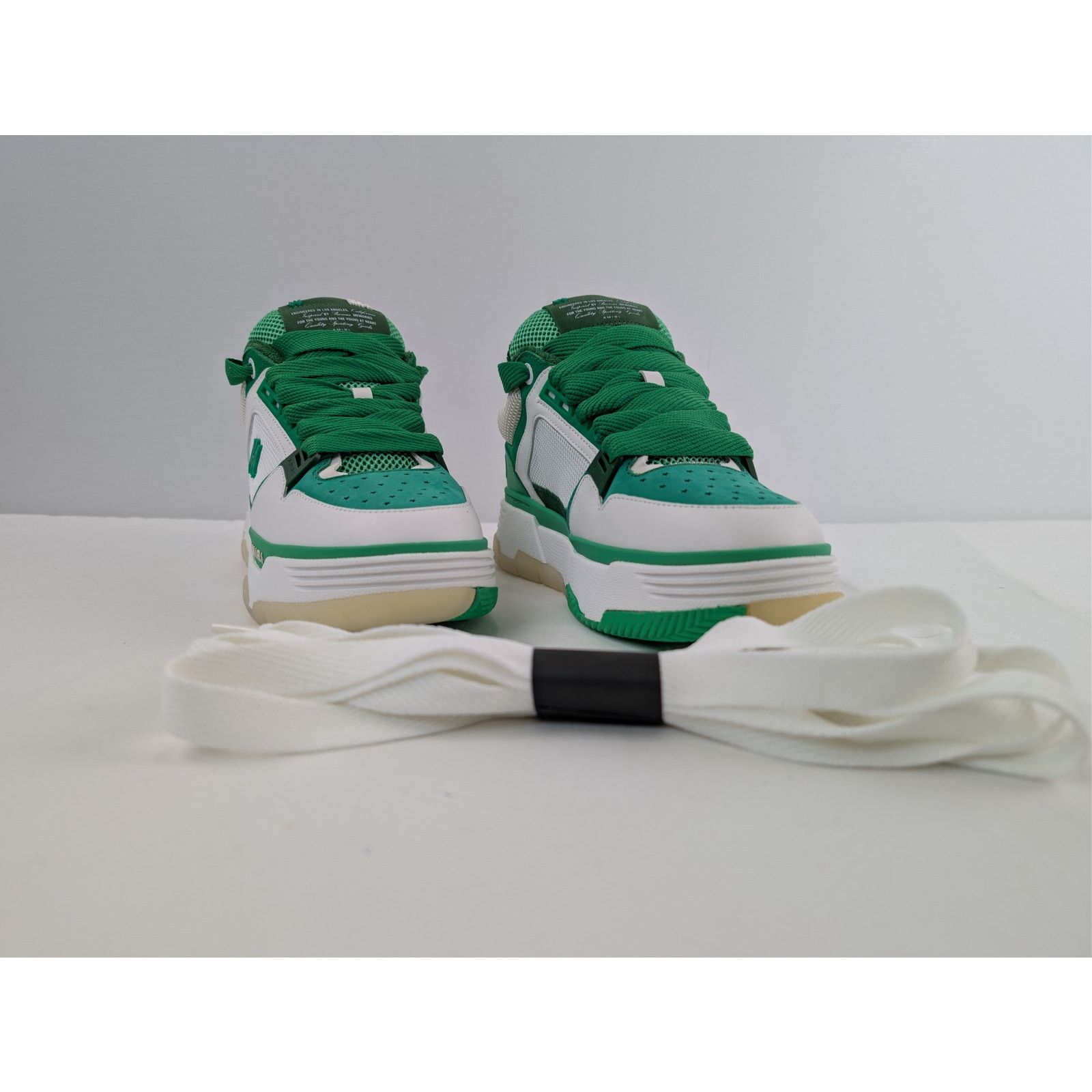 Amiri o1rshd1 Q:2 / MA-1 Low-Top Sneakers in White / Green Size US 9 / EU 42 - 5 Thumbnail