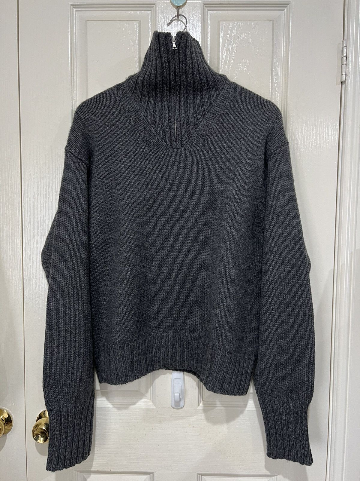 Auralee - Mens Wool Soft Cord Knit Half Zip Pullover