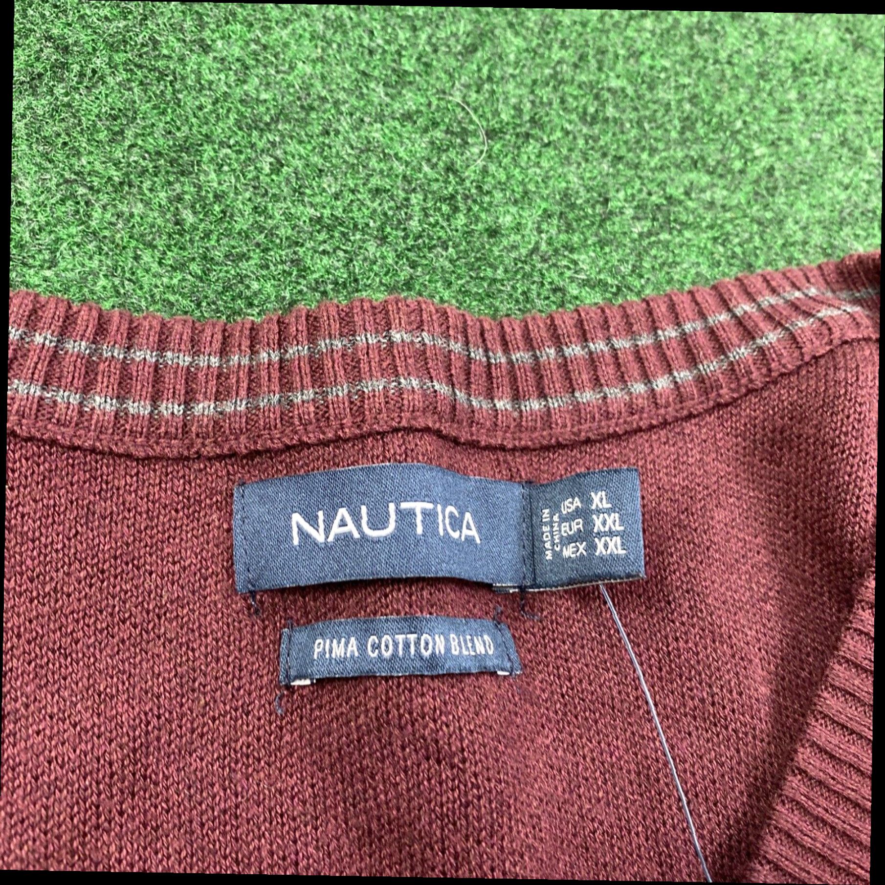 Nautica NAUTICA MENS PIMA COTTON BLEND V-NECK SWEATER XL Maroon NEW WITH TAGS RETAIL $69 Size US XL / EU 56 / 4 - 7 Thumbnail