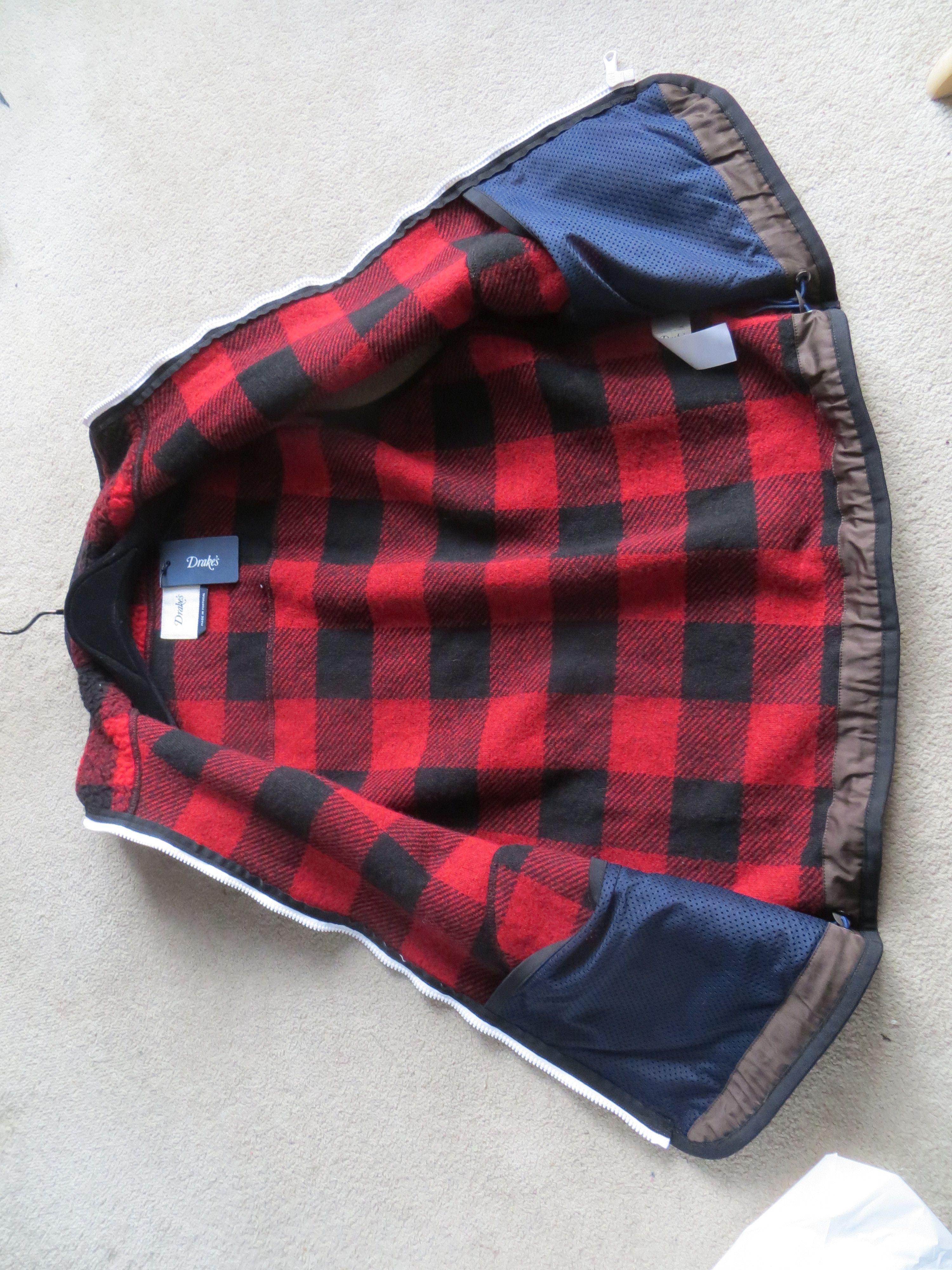 Drake's RED BUFFALO CHECK FLEECE JACKET Size US M / EU 48-50 / 2 - 7 Thumbnail