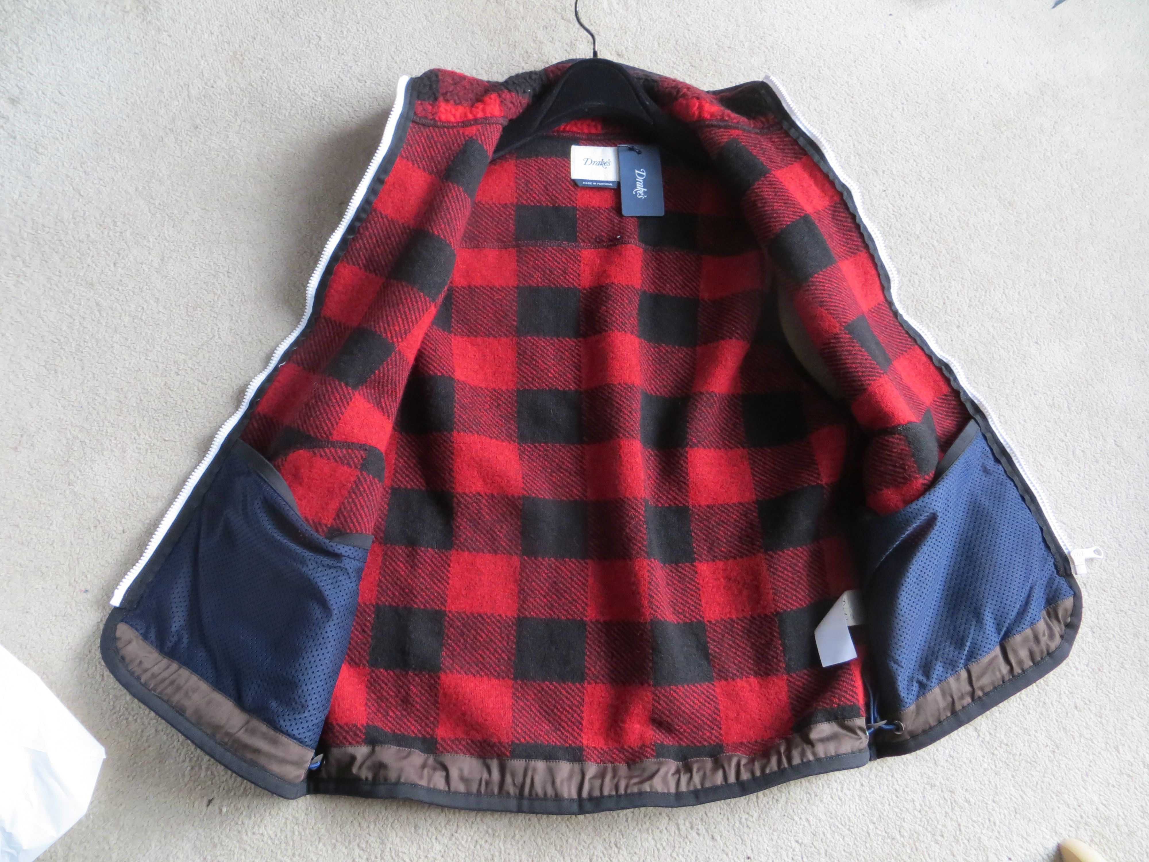 Drake's RED BUFFALO CHECK FLEECE JACKET Size US L / EU 52-54 / 3 - 7 Thumbnail