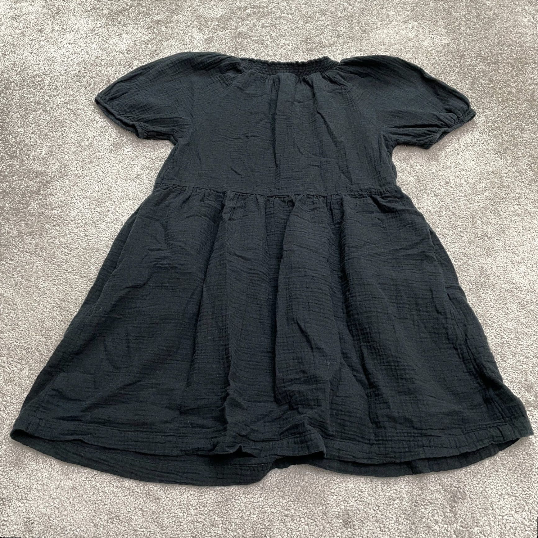 Vintage VINTAGE Universal Thread Women's A-Line Dress Casual 100% Cotton Puff Sleeve Knee Length Black Medium Size M / US 6-8 / IT 42-44 - 2 Thumbnail