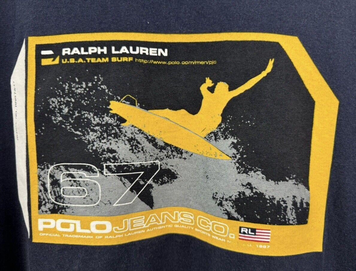 Polo Ralph Lauren Vintage Y2K Polo Jean Co USA Flag Team Surf Shirt L Size US L / EU 52-54 / 3 - 6 Thumbnail