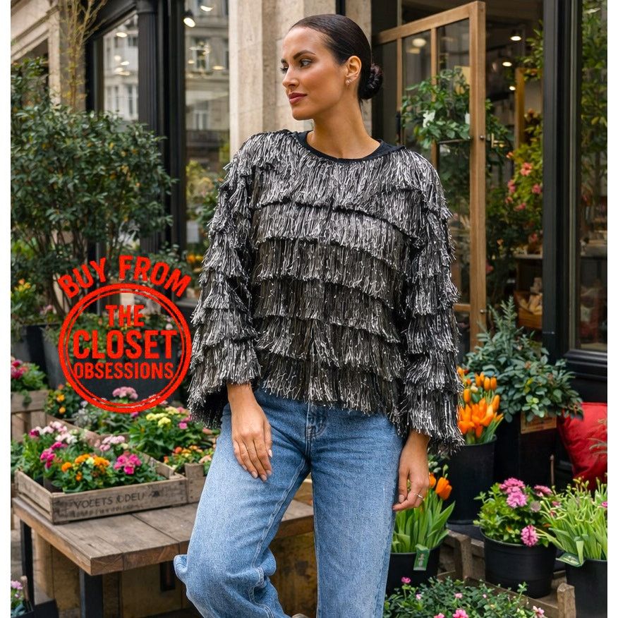 Zara ZARA Fringed Metallic Thread Jacket NWT Silver Size S Size S / US 4 / IT 40 - 2 Thumbnail