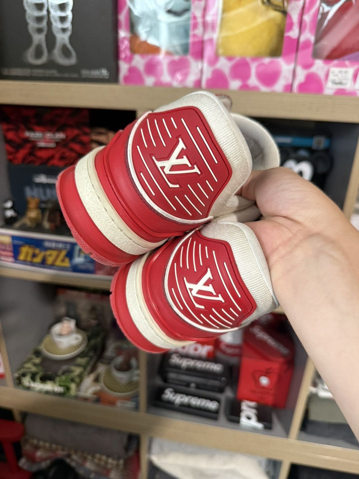 Louis Vuitton Louis Vuitton Red/White Trainer Sneakers Size US 10.5 / EU 43-44 - 4 Thumbnail