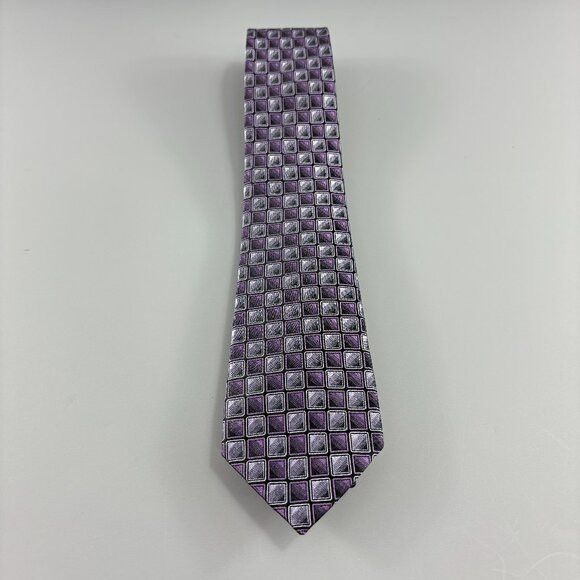 Bloomingdale's The Men's Store Bloomingdale's Purple / Grey Geo Men's Tie Size ONE SIZE - 1 Thumbnail