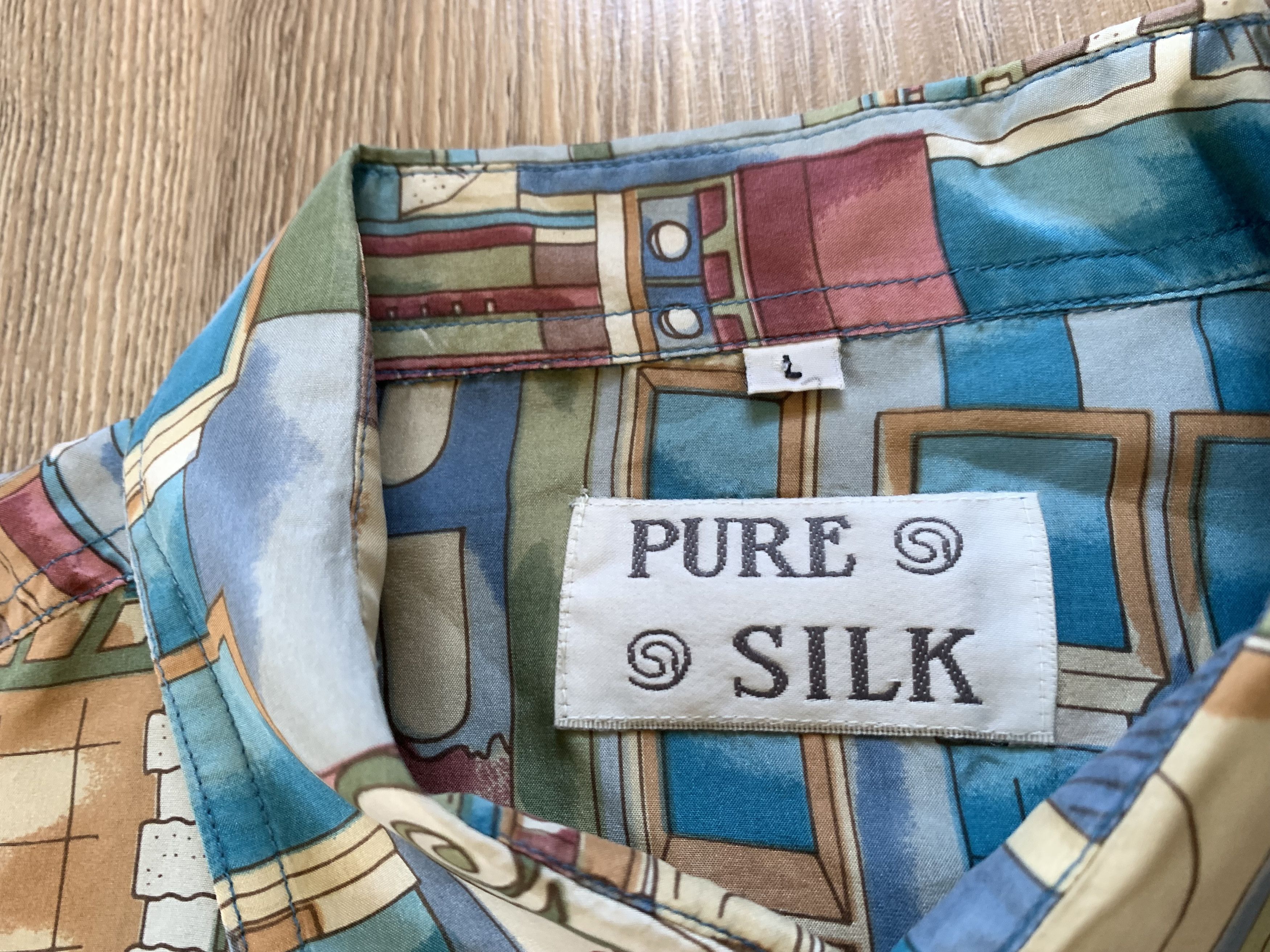 Vintage Pure Silk Light Printed Long Sleeve Shirt Size US L / EU 52-54 / 3 - 6 Thumbnail