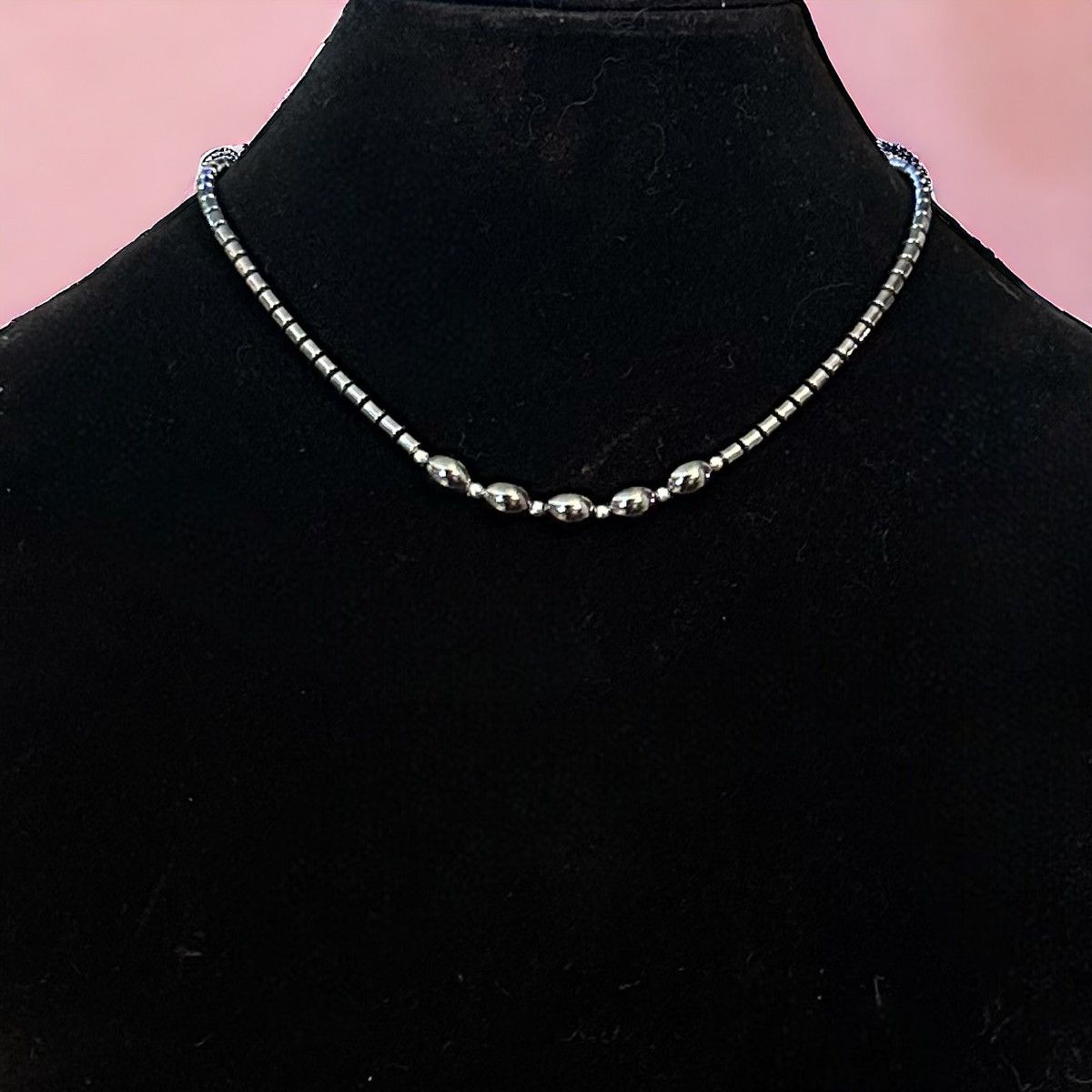 Vintage Vintage hematite barrel bead necklace Size ONE SIZE - 1 Thumbnail