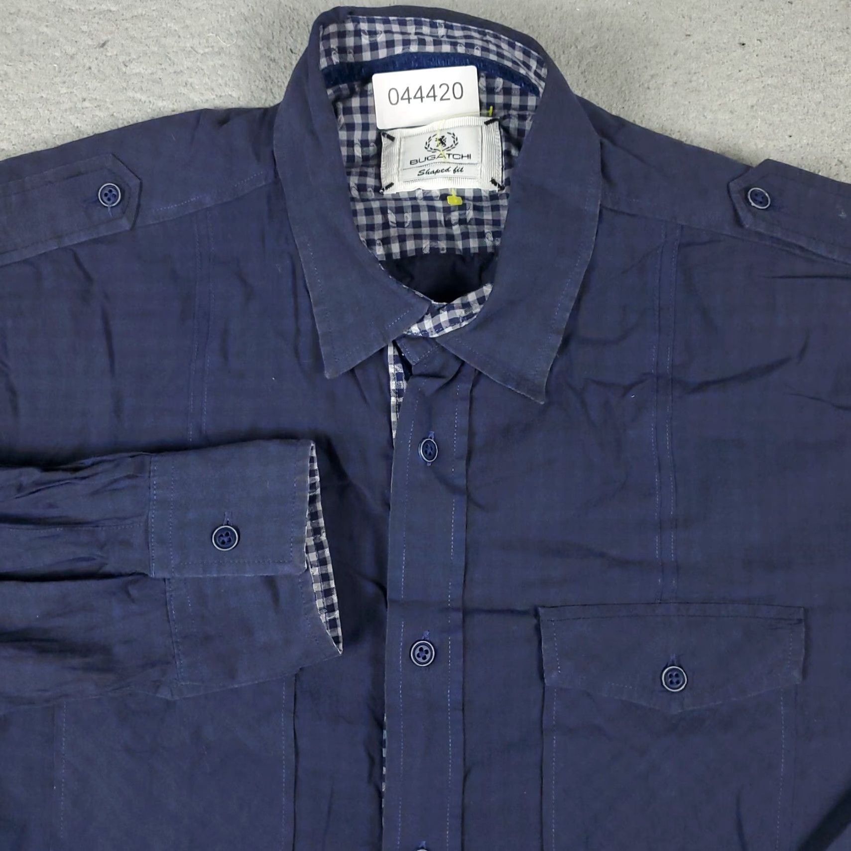BUGATCHI VINTAGE Bugatchi Uomo Shirt Mens XL Blue Check Button-Up Long Sleeve — Regular Fit, Collared, Cotton, Business Casual Formal, Men’s Shirt Size US XL / EU 56 / 4 - 2 Thumbnail