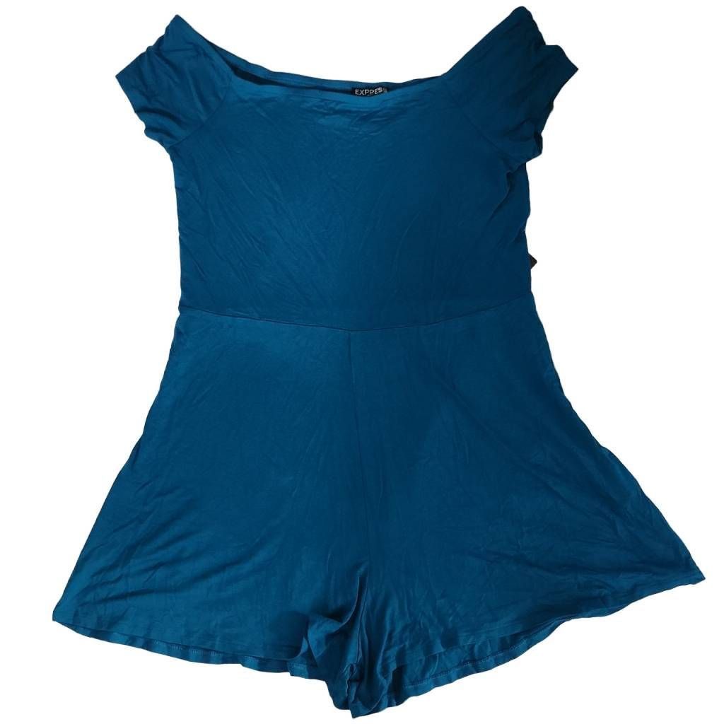 Express Express Women's Size Large Teal Blue Romper Size 32" / US 10 / IT 46 - 1 Thumbnail
