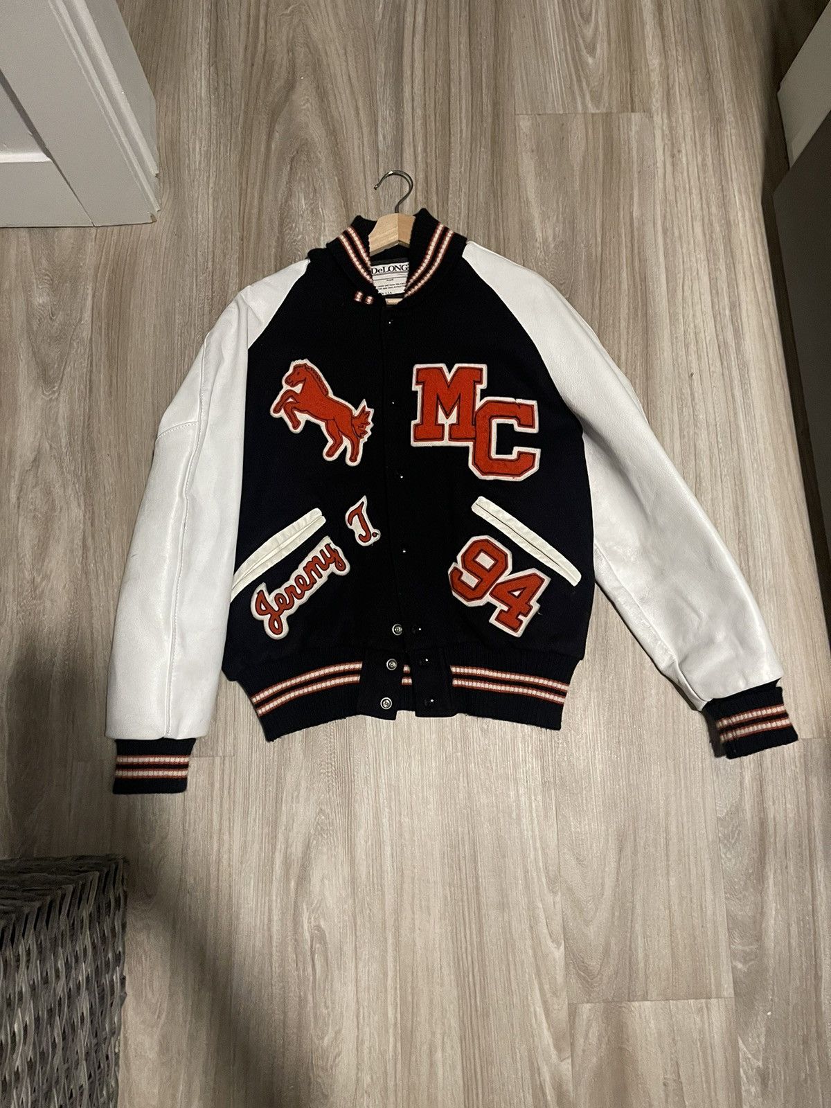 Image of Delong Varsity Jackets x Vintage Varsity/letterman Jacket in Navy, Men's (Size Large)