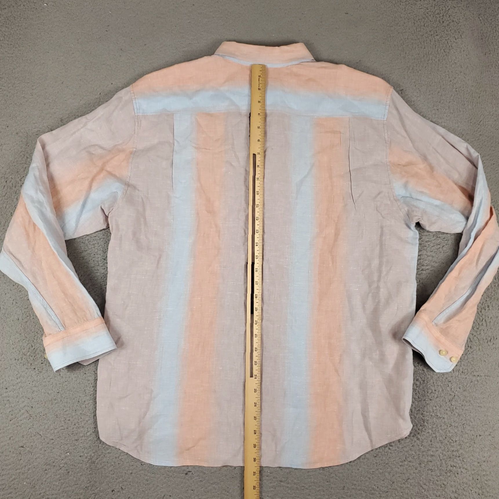 Tommy Bahama Tommy Bahama Button-Up Shirt Mens XL Blue Peach Striped Linen Long Sleeve Size US XL / EU 56 / 4 - 4 Thumbnail