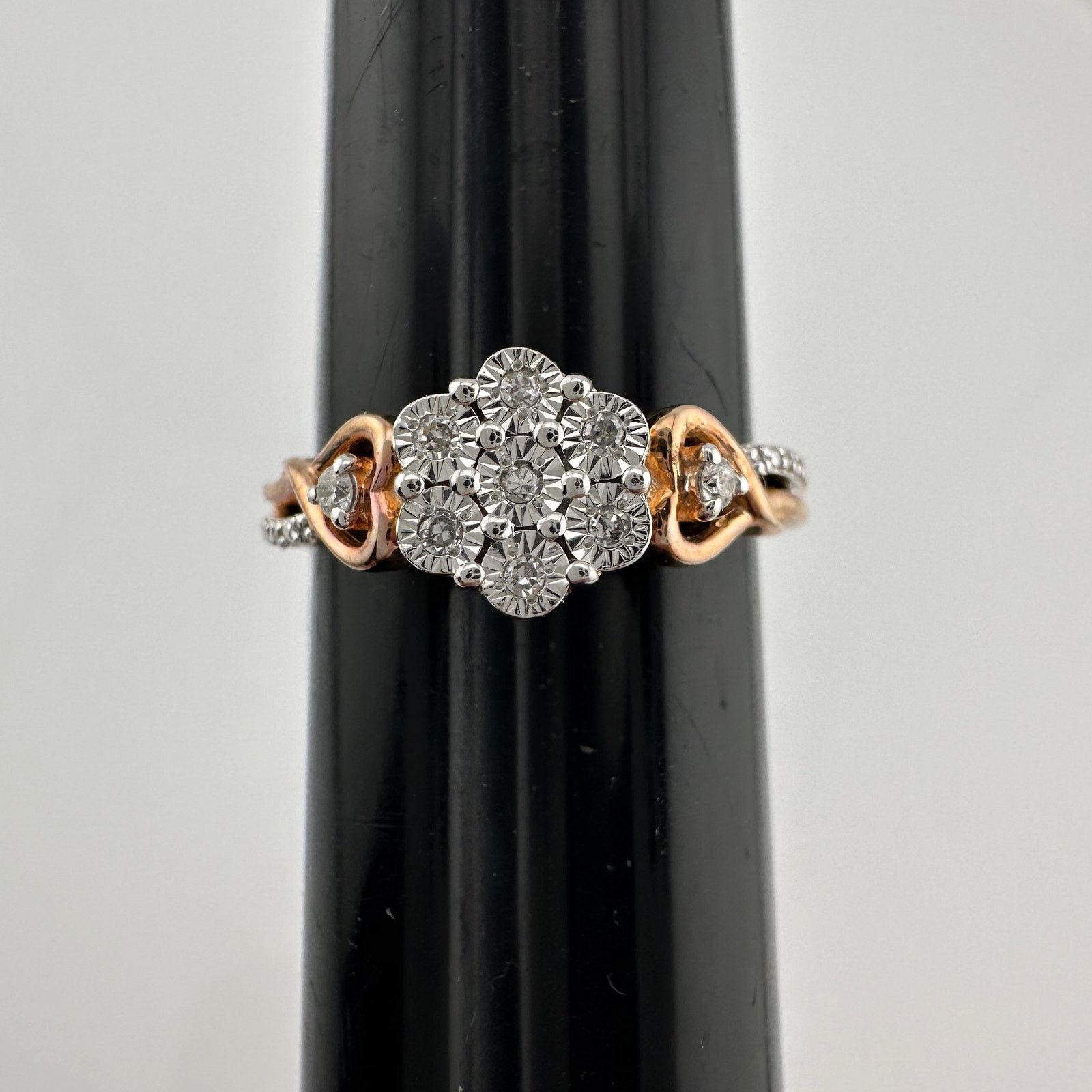 Other Two Tone Diamond Cluster Ring with Hearts on sides - size 7 Size ONE SIZE - 13 Thumbnail