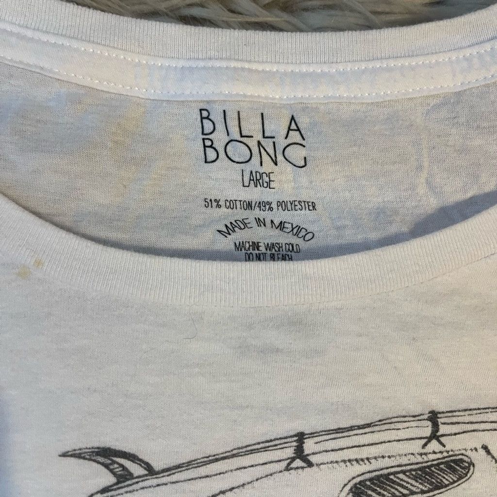 Billabong Billabong womens White Graphic Tee size L(small stain) Size L / US 10 / IT 46 - 4 Thumbnail