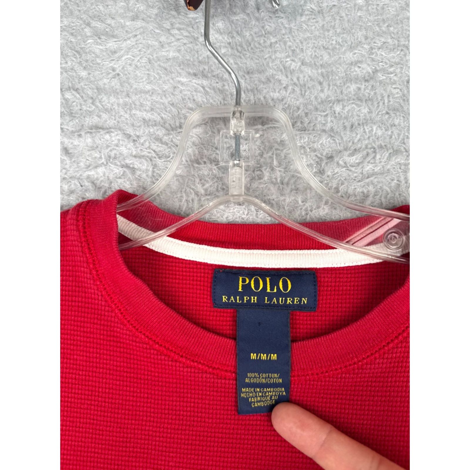 Polo Ralph Lauren Polo Ralph Lauren Shirt Men Medium Red Waffle Knit Thermal 100% Cotton Polo Ralph Lauren Shirt Mens Medium Red Thermal Knit Cotton Size US M / EU 48-50 / 2 - 7 Thumbnail