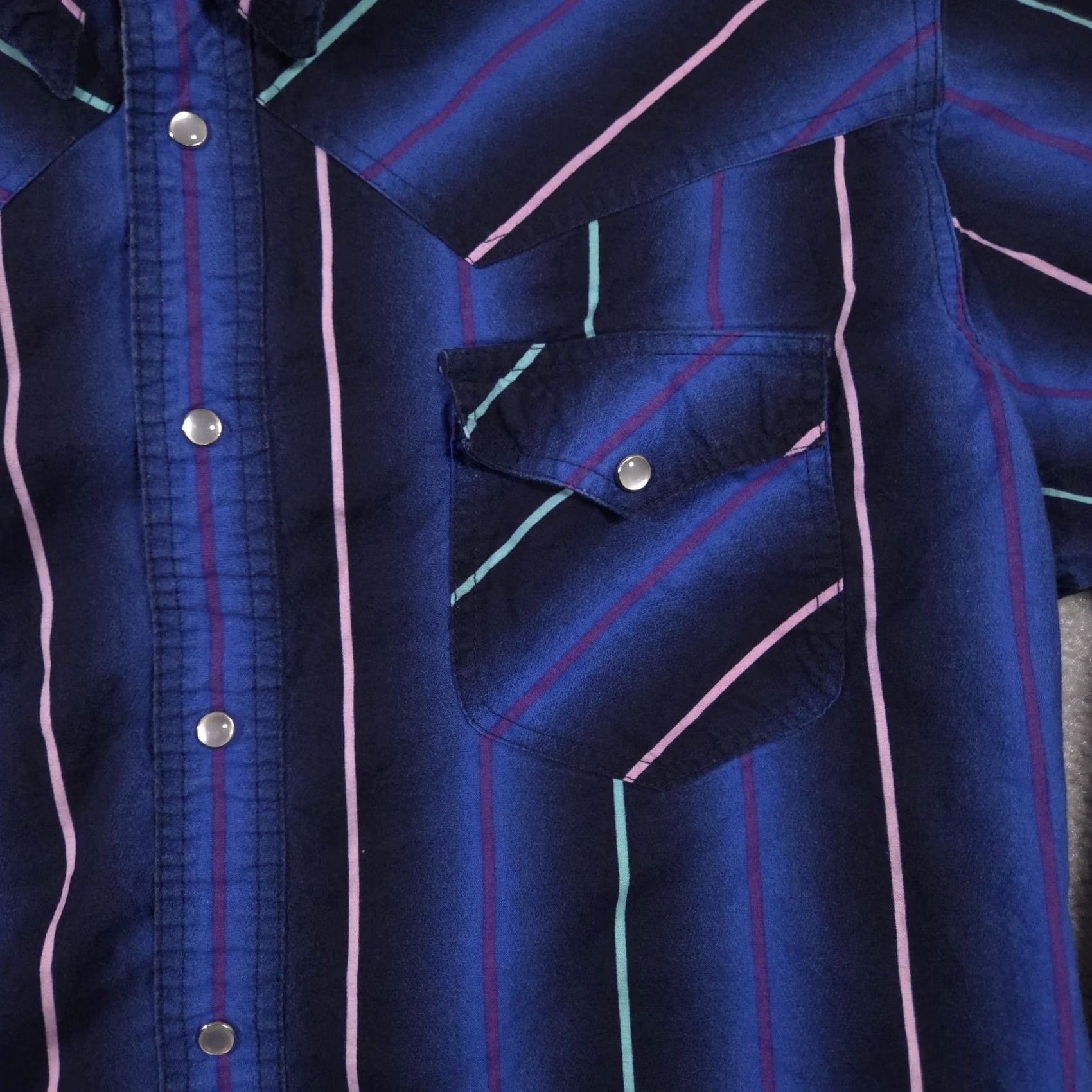 Express Express Rider Shirt Mens Large Blue Western Pearl Snap Striped Long Sleeve Size US L / EU 52-54 / 3 - 5 Thumbnail