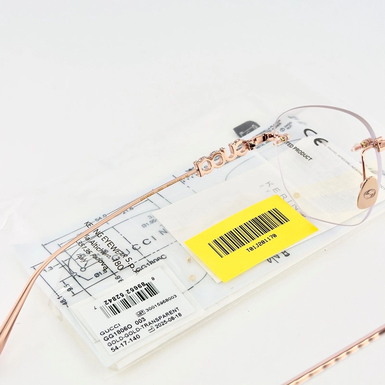 Gucci GUCCI GG1806O 1806 Rose Gold Crystal Logo Metal Optical 003 Size ONE SIZE - 6 Thumbnail