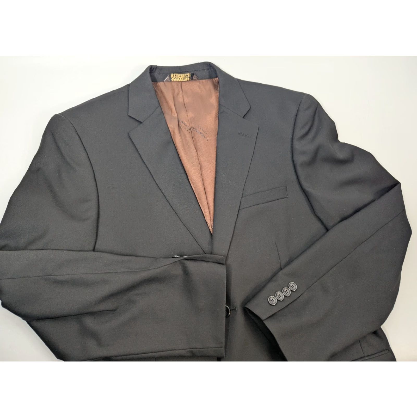Vintage Caravelli Blazer Men’s Size 38 Regular Notch Lapel Black Oxford 2-Button Single-Breasted Business Casual Formal Wedding Jacket Size 38R - 5 Thumbnail