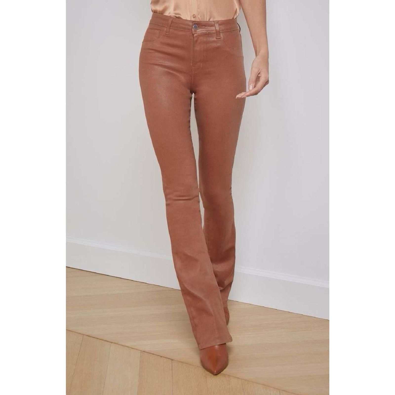L'AGENCE L’Agence (25) Selma High Rise Baby Bootcut Coated Pants Size 25" / US 0 / IT 36 - 2 Thumbnail