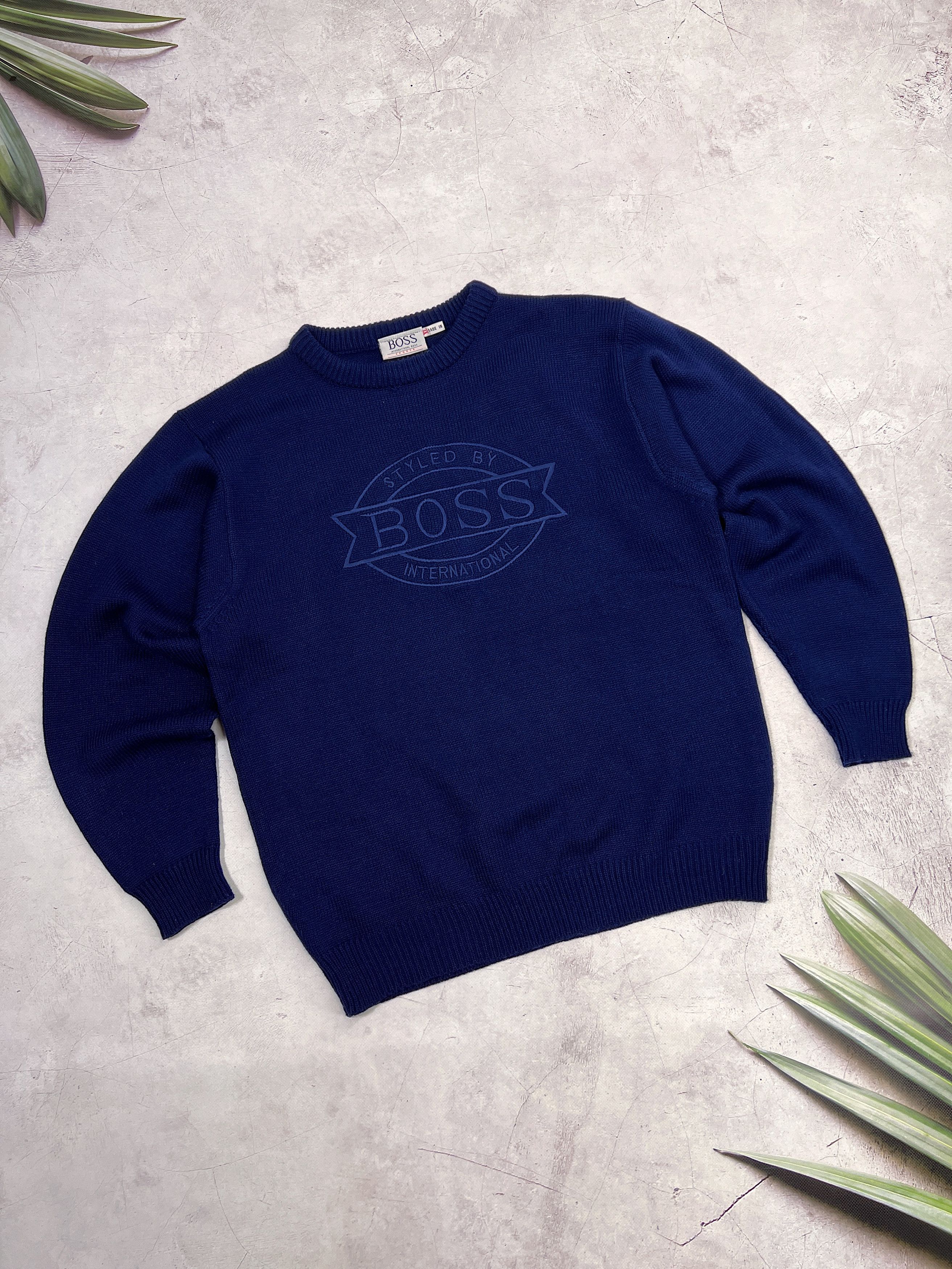 Hugo Boss × Vintage Vintage Hugo Boss Knit Sweater Embroidered Big Logo Size US M / EU 48-50 / 2 - 3 Thumbnail