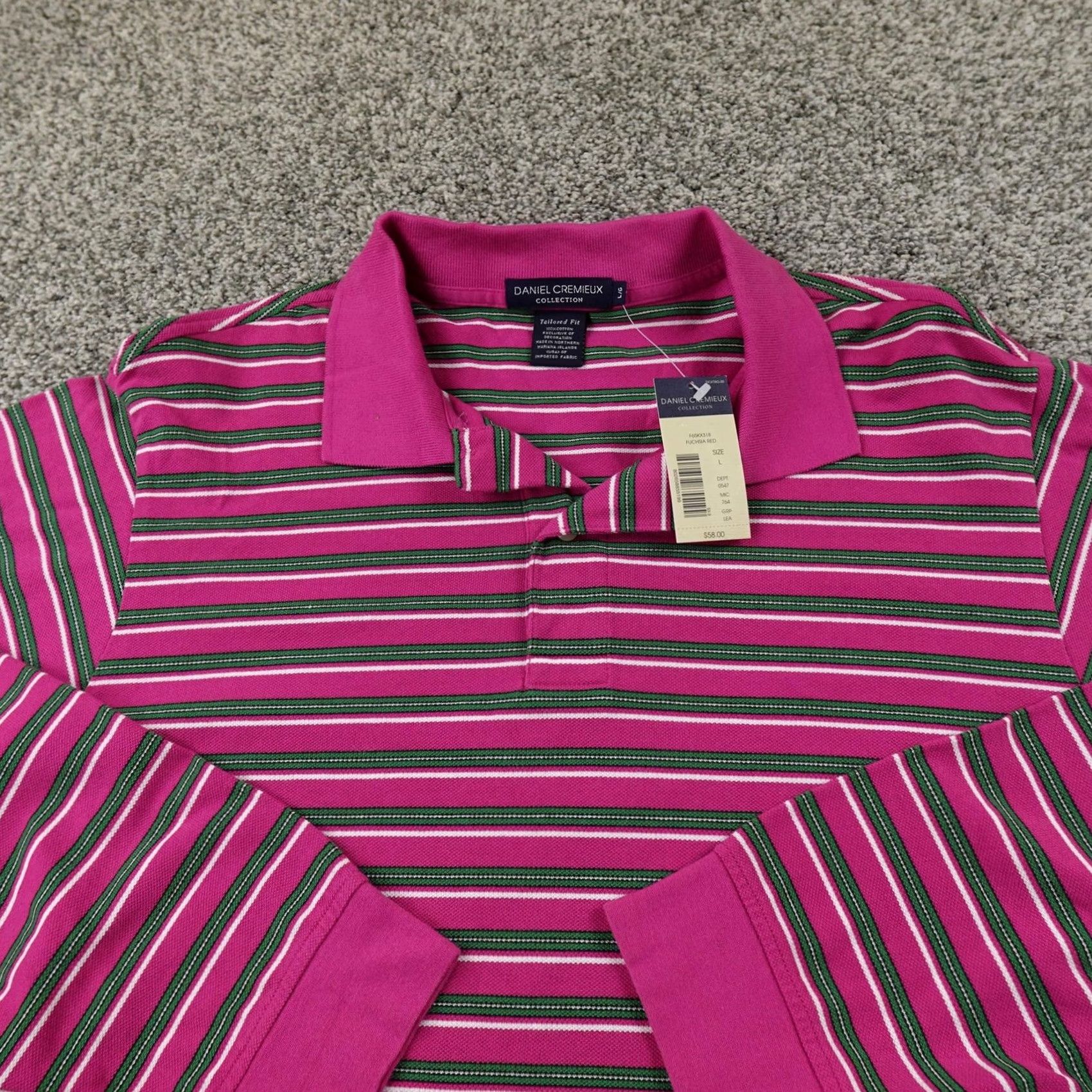 Cremieux Daniel Cremieux Polo Shirt Mens L Pink Stripe Long Sleeve Slim Fit 100% Cotton Size US L / EU 52-54 / 3 - 3 Thumbnail