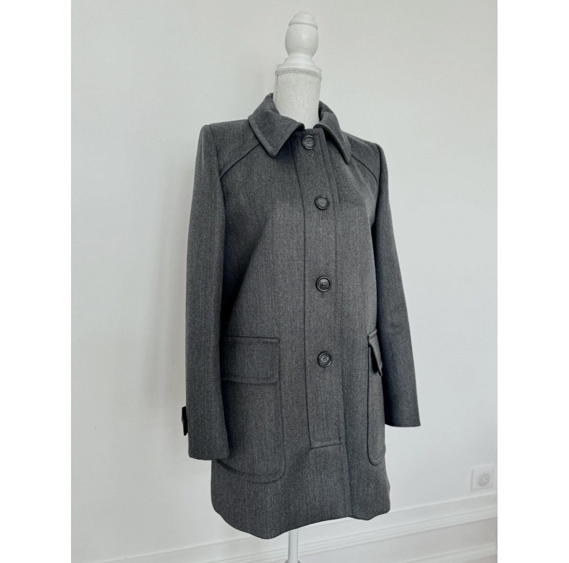 Miu Miu Miu Miu Wool Coat - Grey Size L / US 10 / IT 46 - 2 Thumbnail