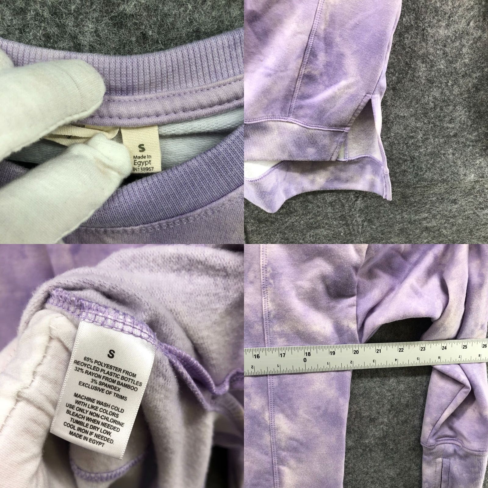 Vintage Earth Yoga Sweatshirt Women's S Purple Tie Dye Crewneck Pullover Lightweight Fleece Activewear Size S / US 4 / IT 40 - 8 Thumbnail