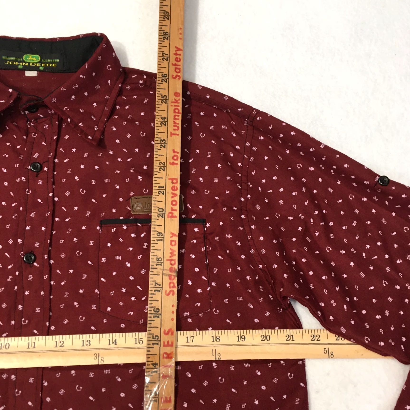 John Deere John Deere Burgundy Button-Down Shirt all over print patch pocket Shirt Mens 2XL Burgundy Patch Pocket Button-Up Long Sleeve Collared Vintage Size US XXL / EU 58 / 5 - 5 Thumbnail