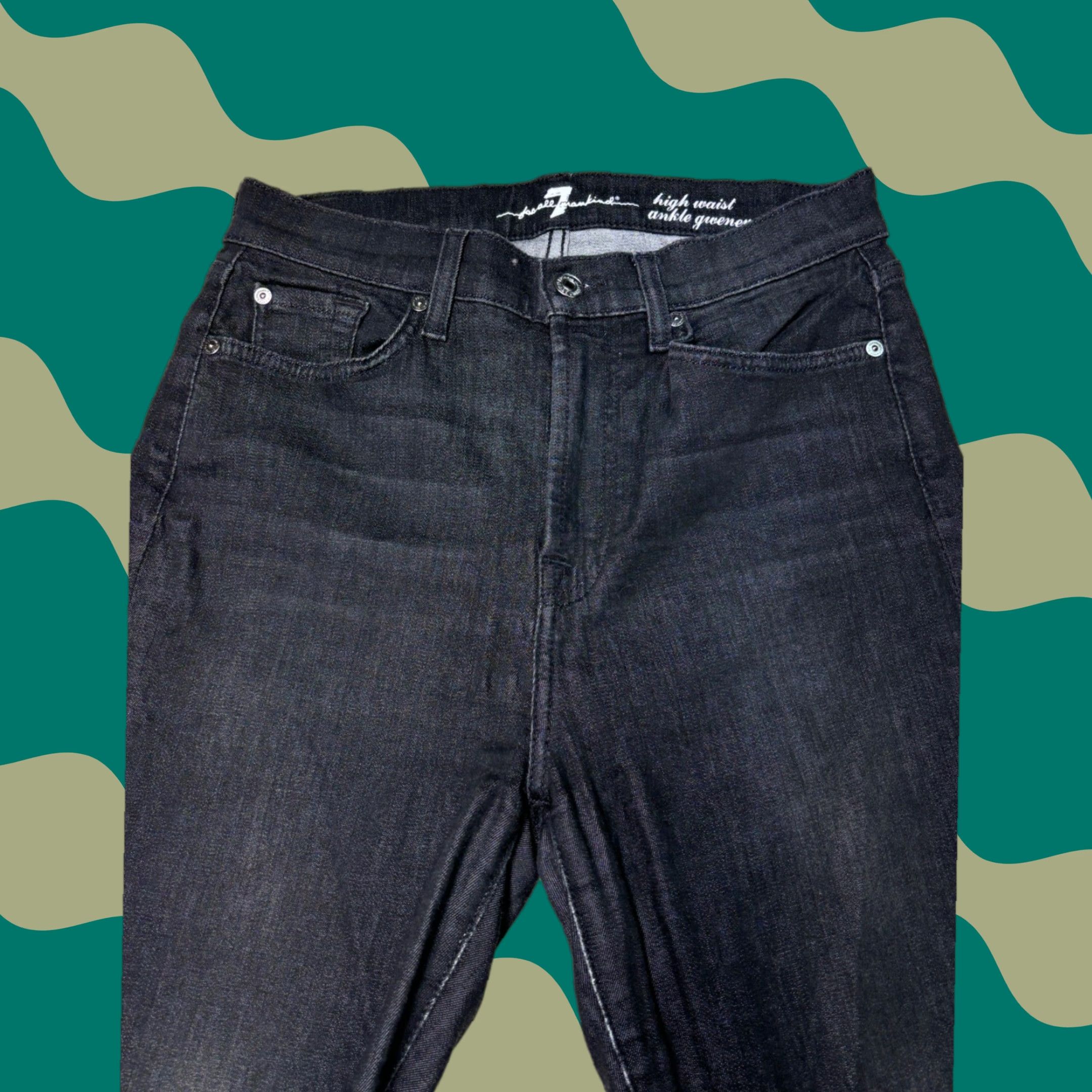 7 For All Mankind VINTAGE? No. Seven For All Mankind Gwenevere High Waist Ankle Black Denim Jeans 28 Size 28" / US 6 / IT 42 - 1 Thumbnail