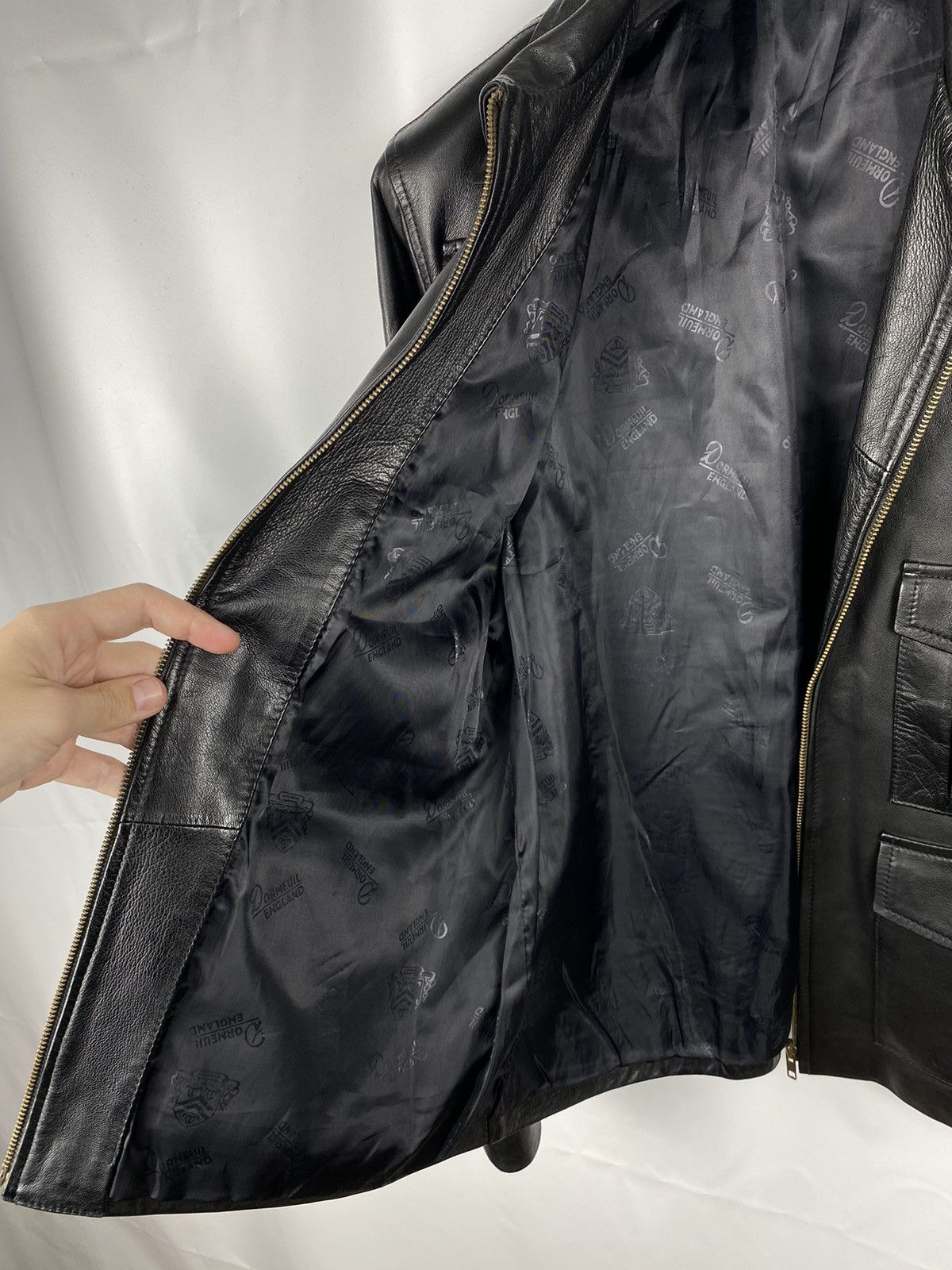 Designer Dormeuil England Soft Genuine Leather Jacket Size US L / EU 52-54 / 3 - 10 Thumbnail