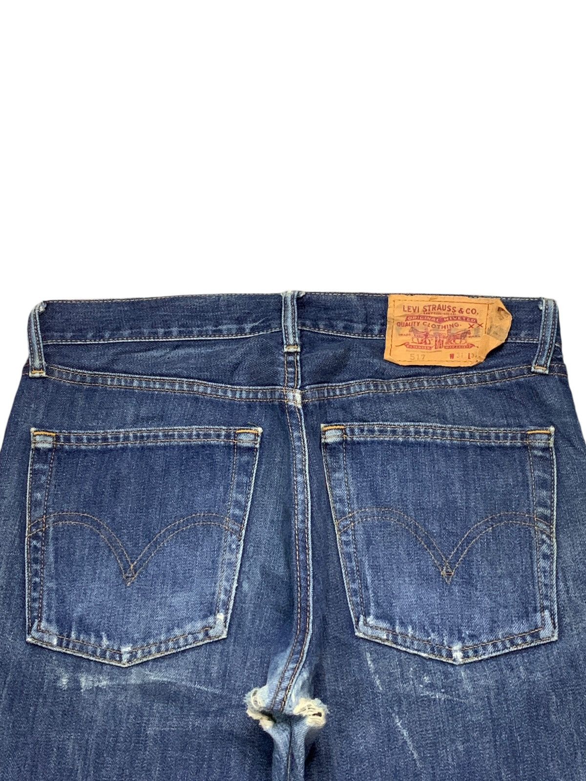 Levi's × Levi's Vintage Clothing Vintage 90s Levis 517 Bootcut Blue Wash Distressed Jeans Size US 32 / EU 48 - 8 Thumbnail