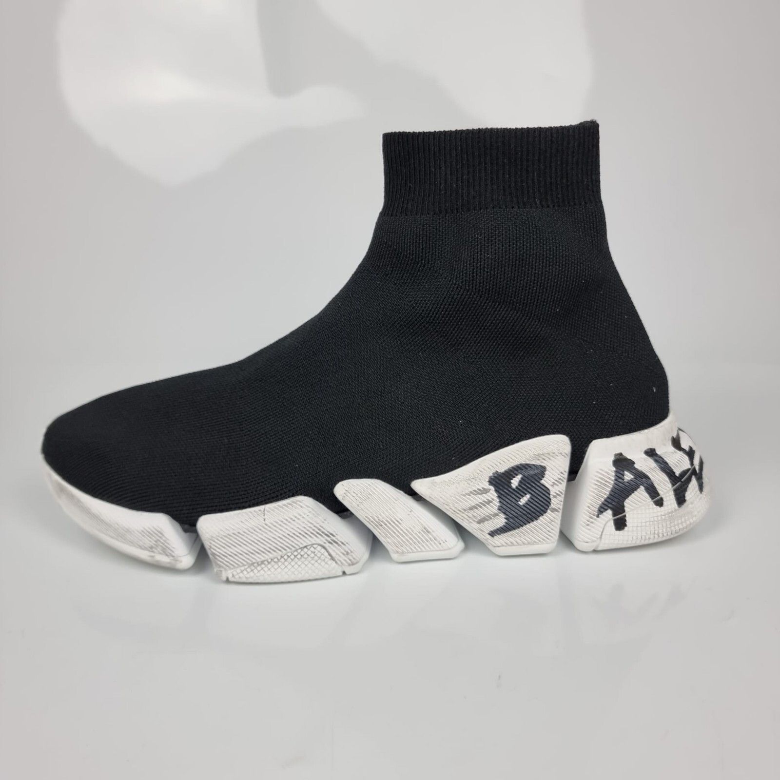 Balenciaga Speed 2 Men's Black And White Sneakers New (Euro, Men's (Size 14)