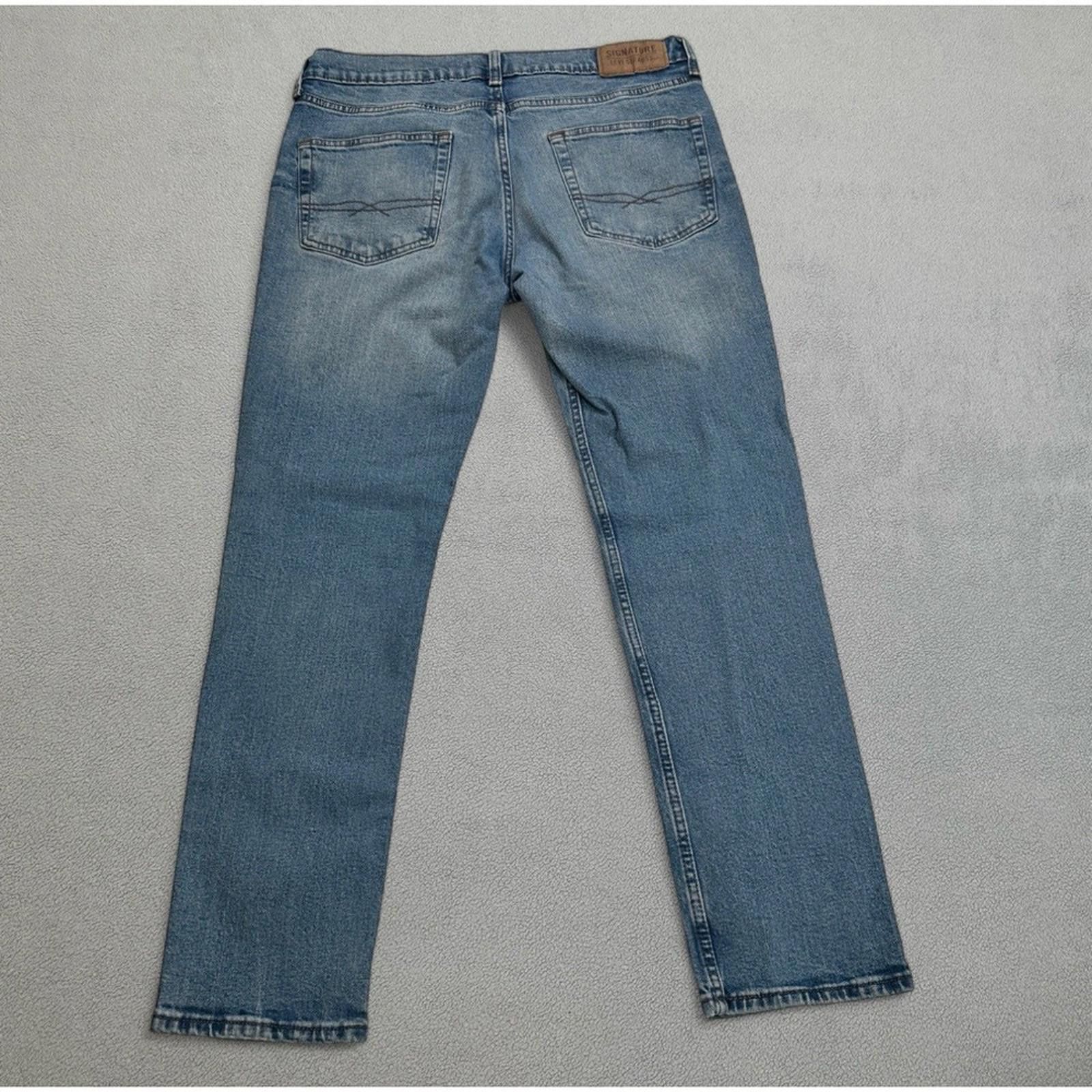 Levi's Signature Levis Jeans Mens 34x30 Blue Slim Straight Light Size US 34 / EU 50 - 2 Thumbnail