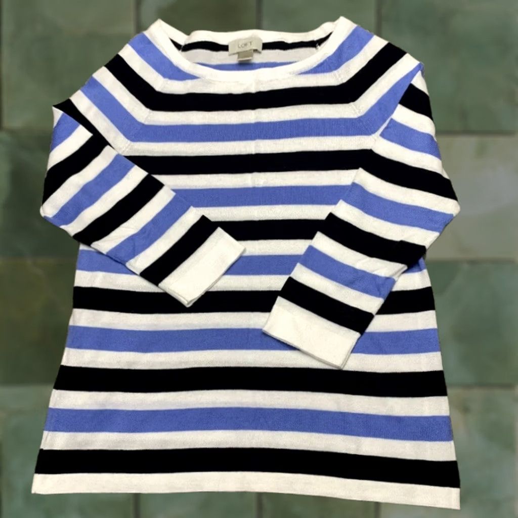 Loft LOFT Womens Medium 3/4 Sleeve Striped Lightweight Sweater Pullover Multicolor Size M / US 6-8 / IT 42-44 - 1 Thumbnail