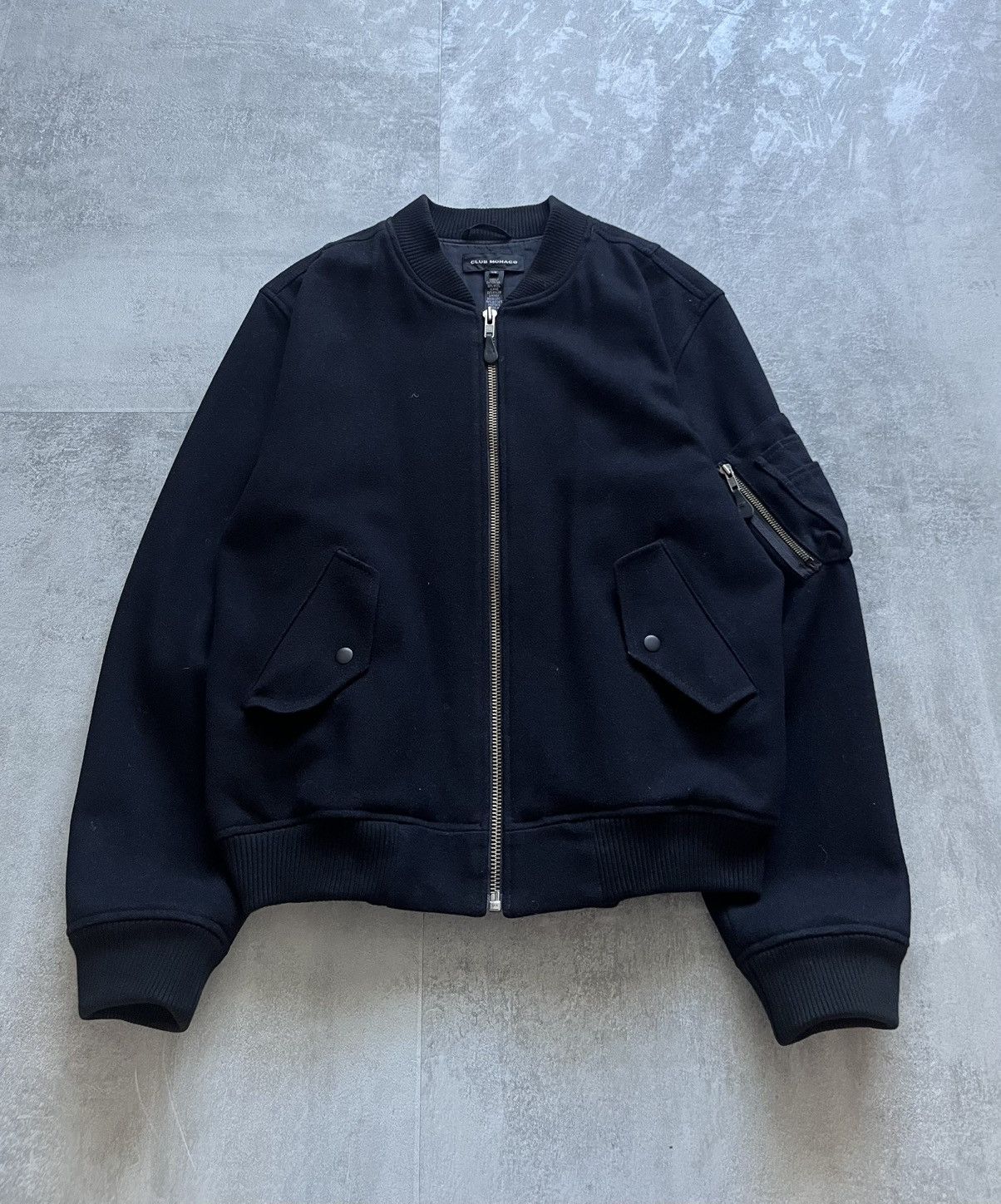 Club Monaco Vintage Club Monaco wool M1 Bomber Jacket Luxury Black L Size US L / EU 52-54 / 3 - 2 Thumbnail
