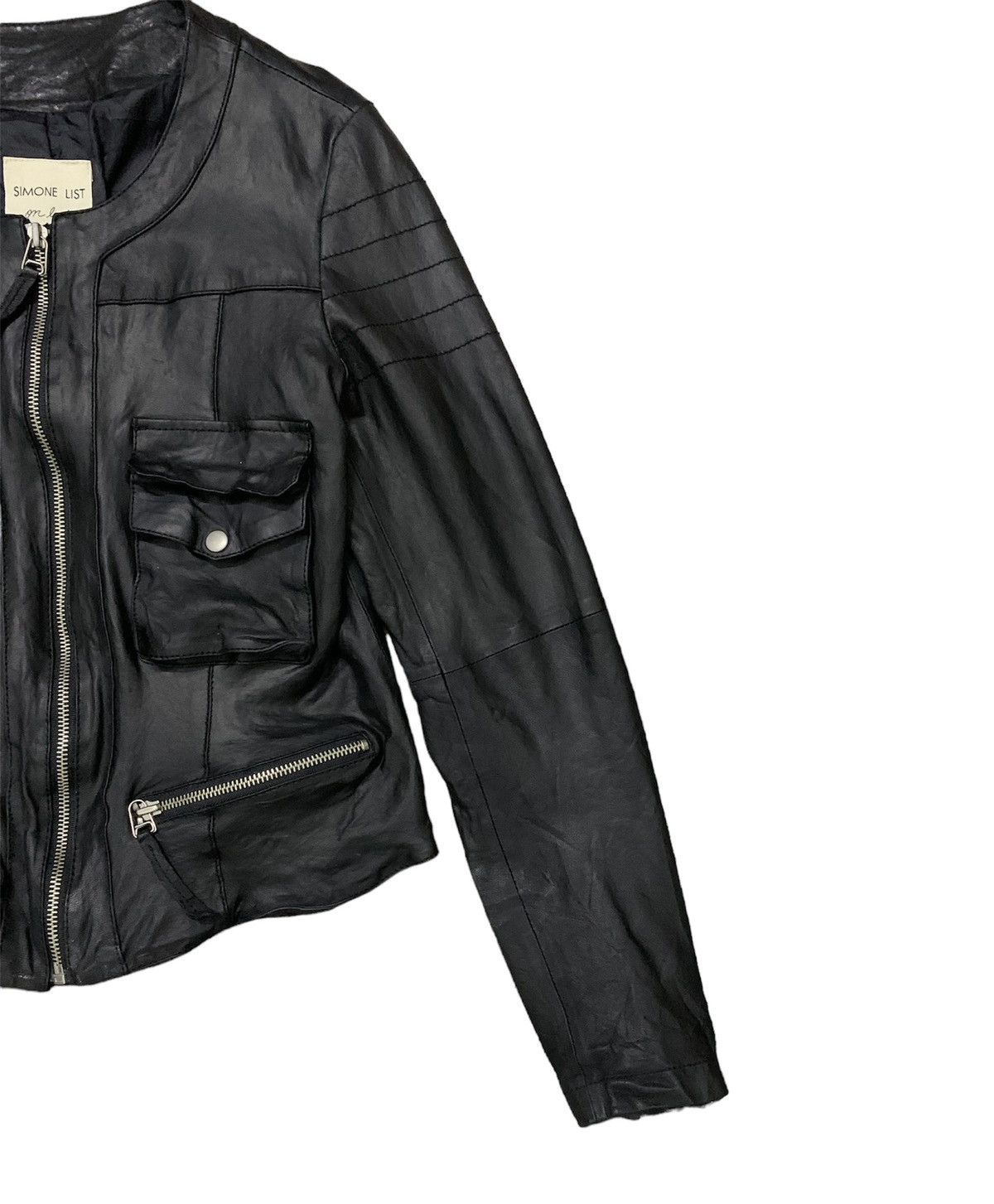 Genuine Leather × Japanese Brand Crop top leather bike jacket by simone list (B) Size M / US 6-8 / IT 42-44 - 3 Thumbnail