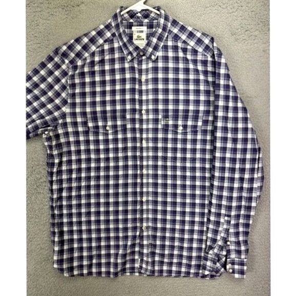 Lacoste Lacoste Shirt XL Purple Plaid Modern Fit Button-Down Mens Size US XL / EU 56 / 4 - 2 Thumbnail