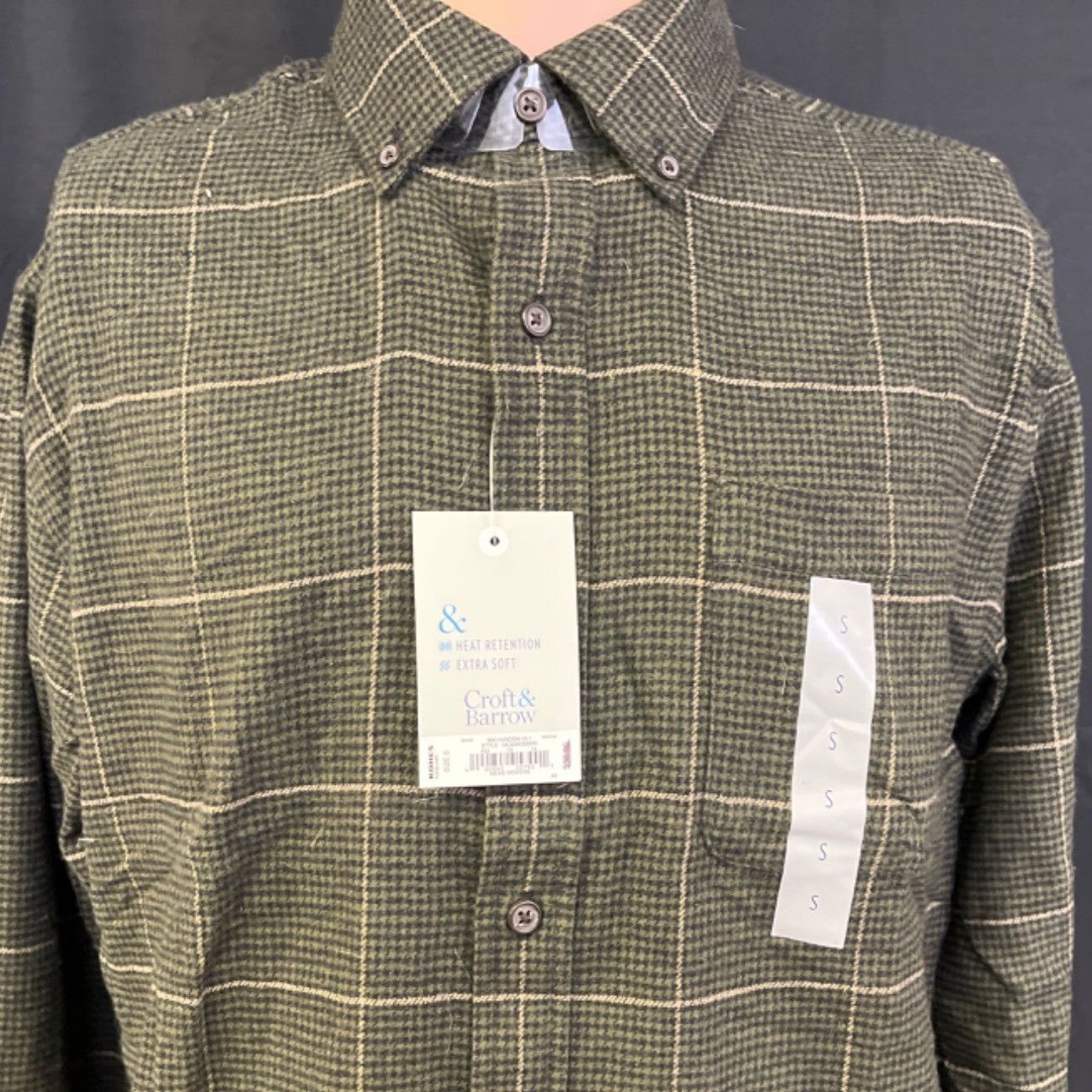 Other Croft & Barrow Men's Green Flannel Shirt/Button Up Sz S SKU Size US S / EU 44-46 / 1 - 3 Thumbnail